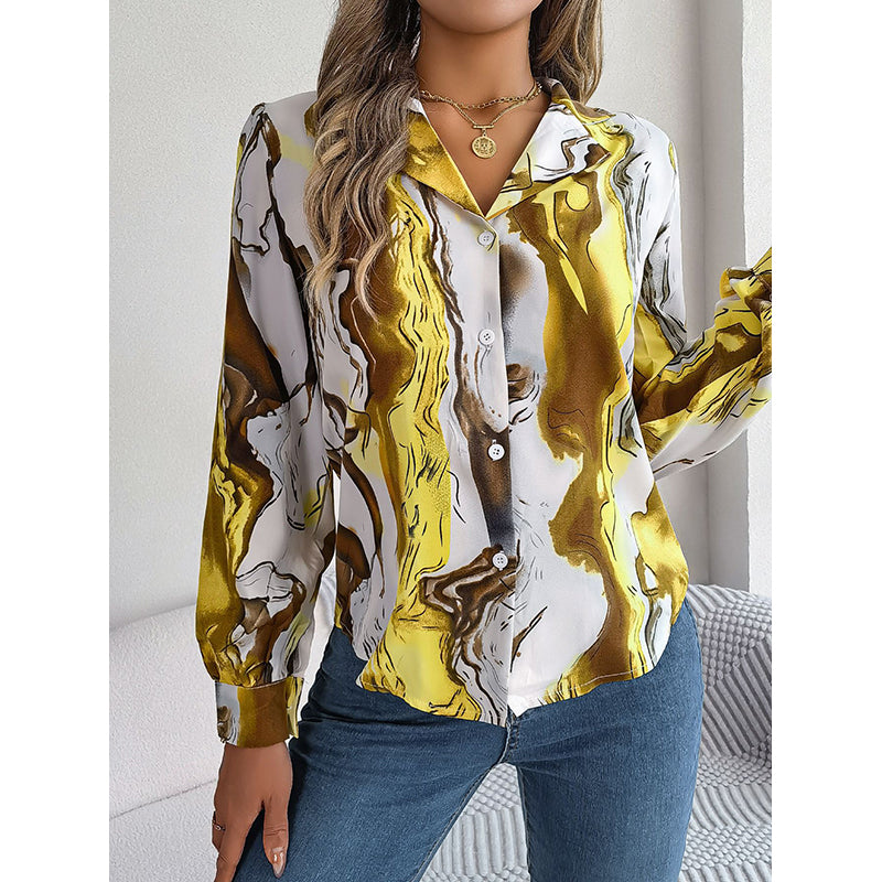 Yellow Regular Fit Abstract Printed Casual Shirt