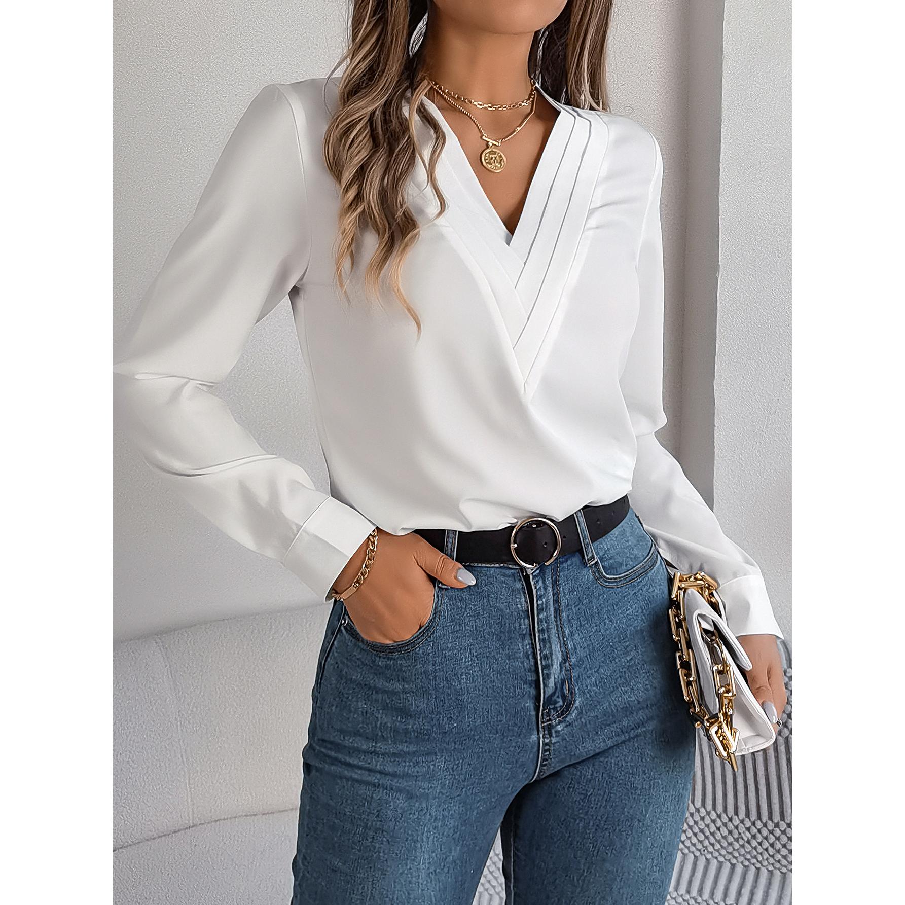 Women Solid V-Neck Top
