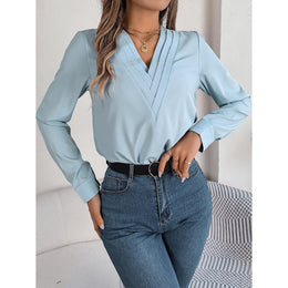 Women Solid V-Neck Top