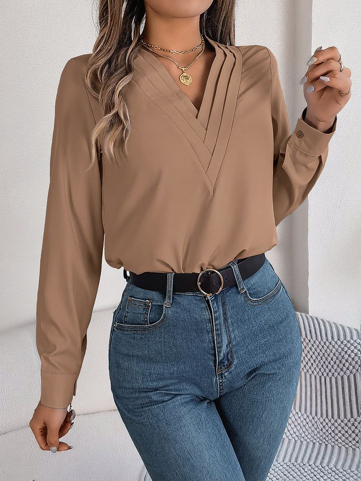 Women Solid V-Neck Top