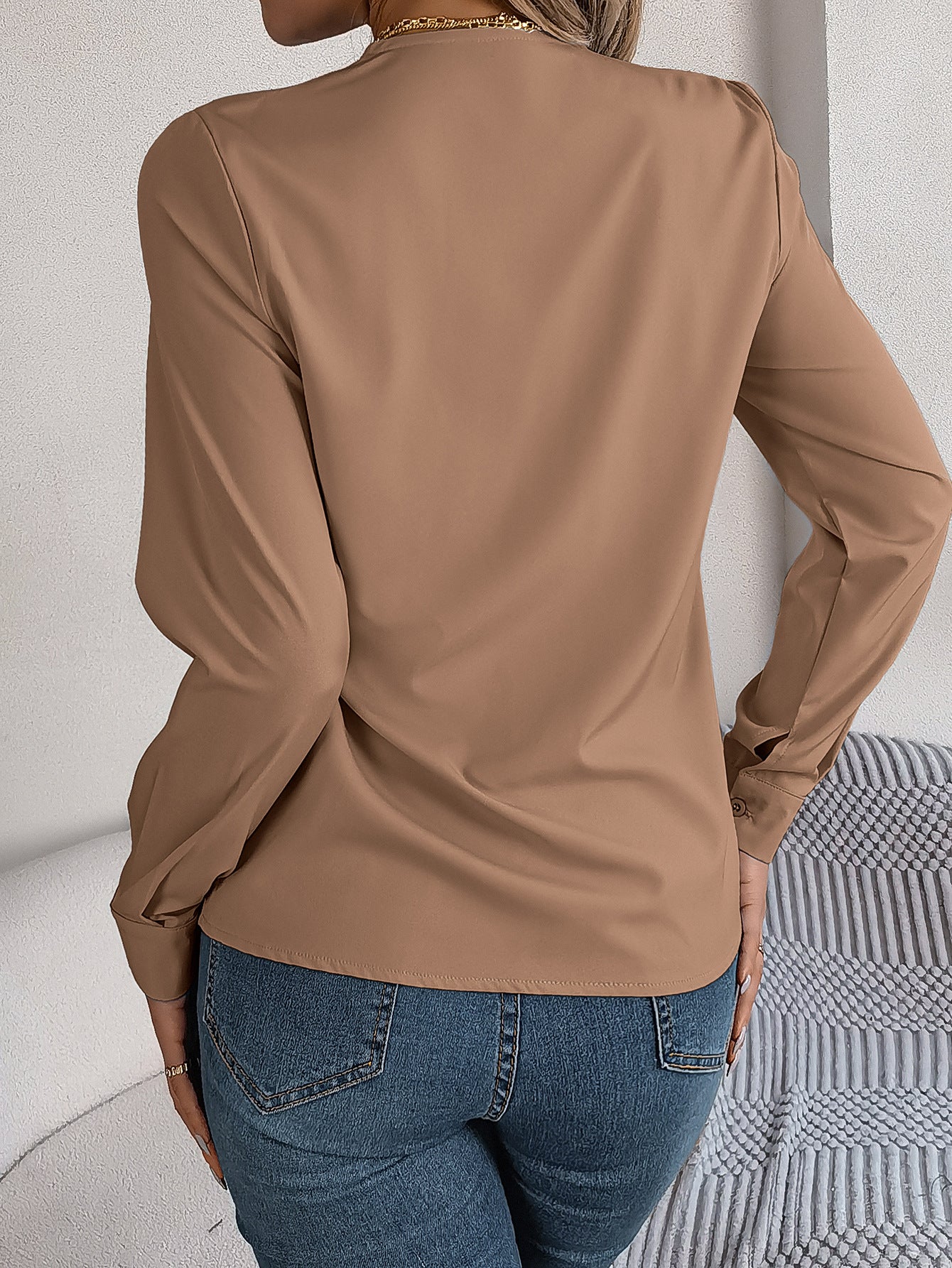 Women Solid V-Neck Top