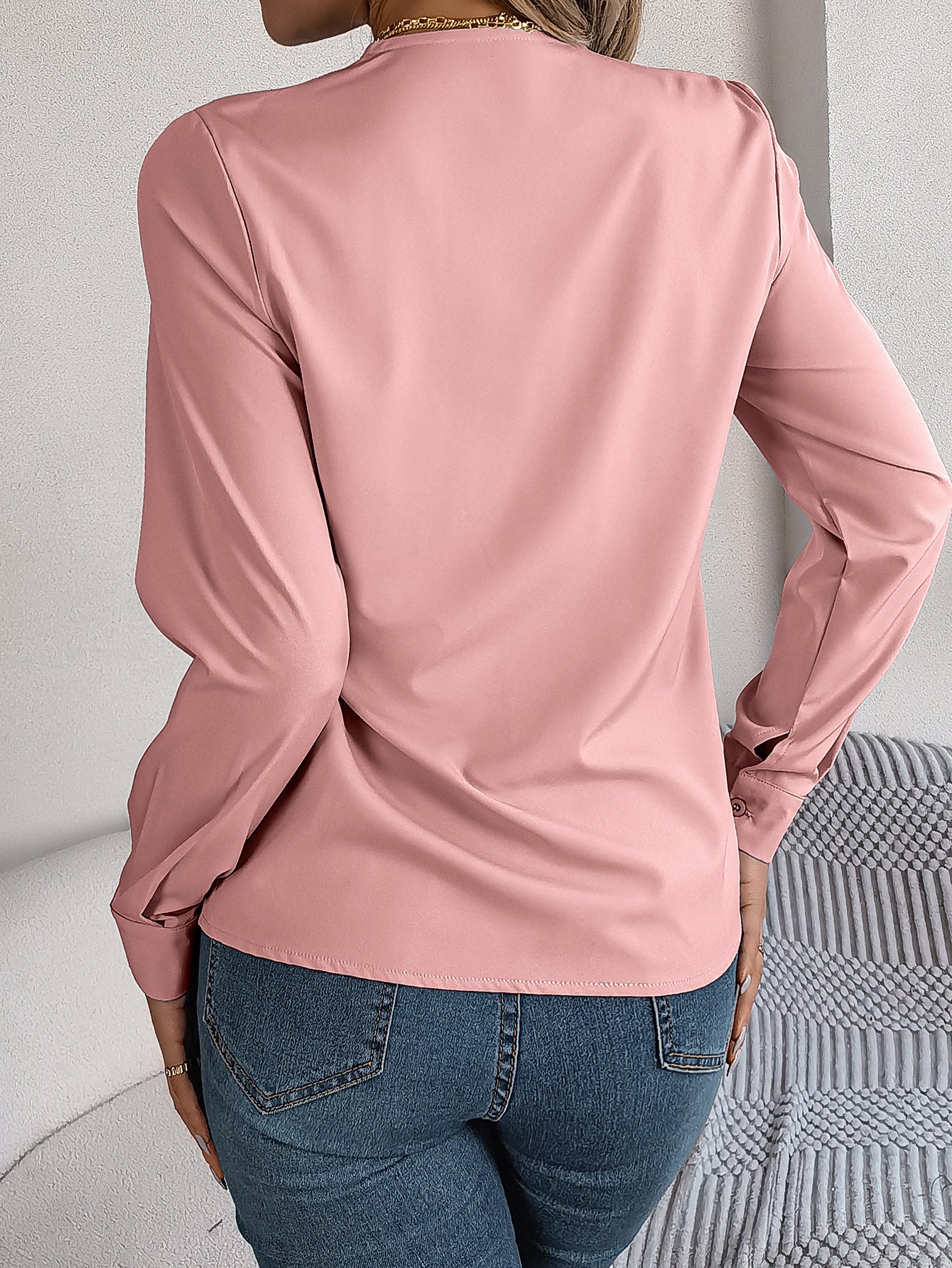 Women Solid V-Neck Top
