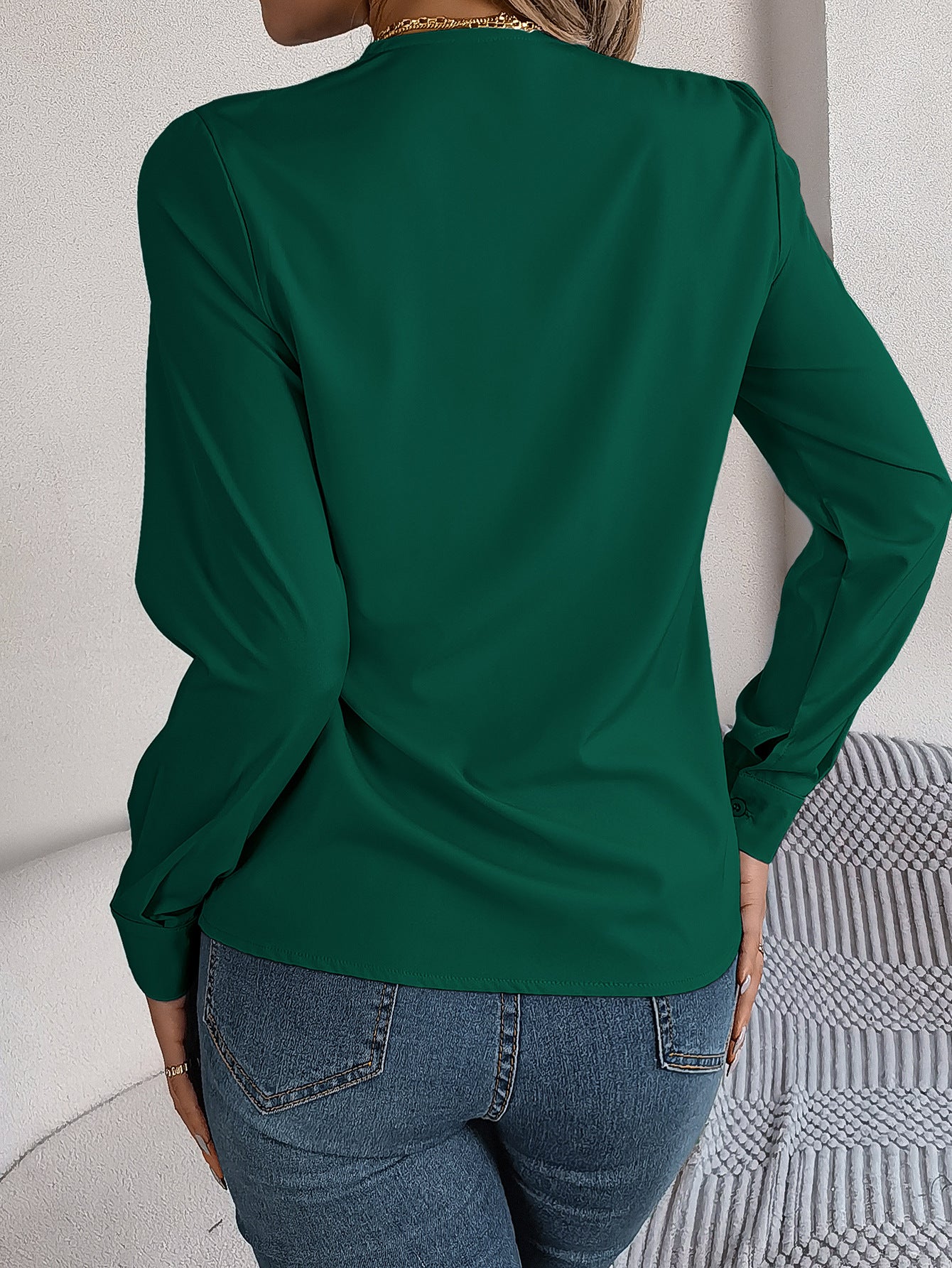 Women Solid V-Neck Top