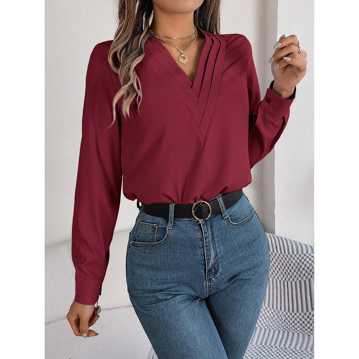 Women Solid V-Neck Top