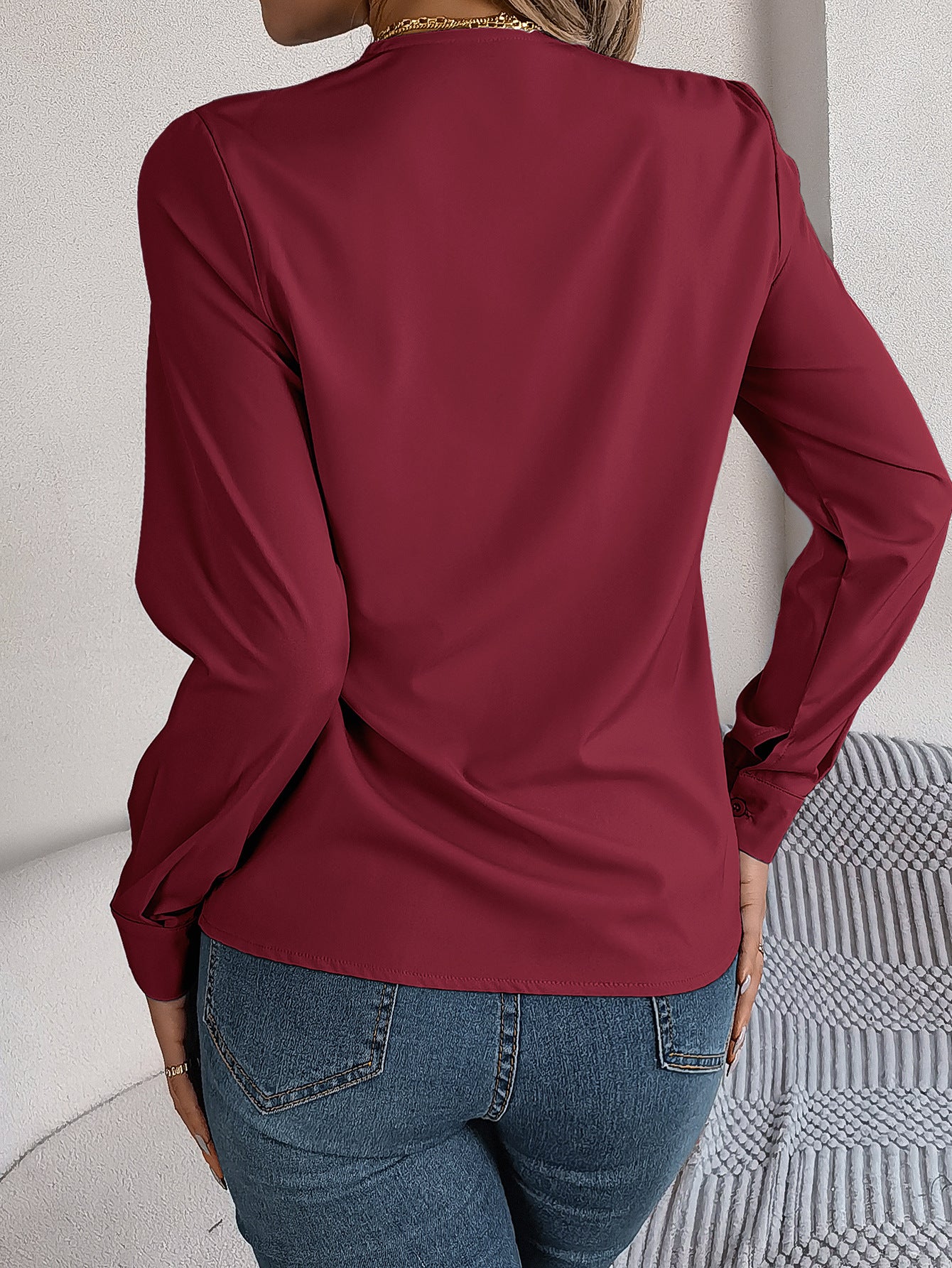 Women Solid V-Neck Top