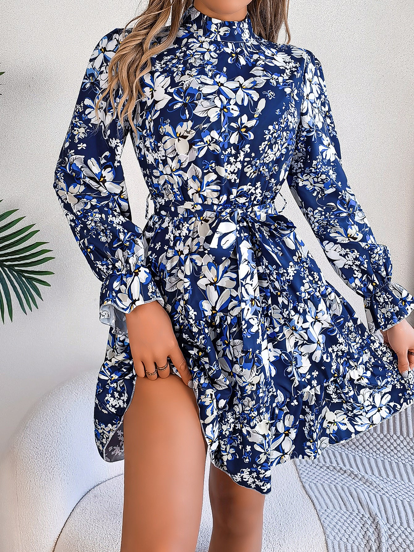 Floral Print Bell Sleeve Fit & Flare Dress