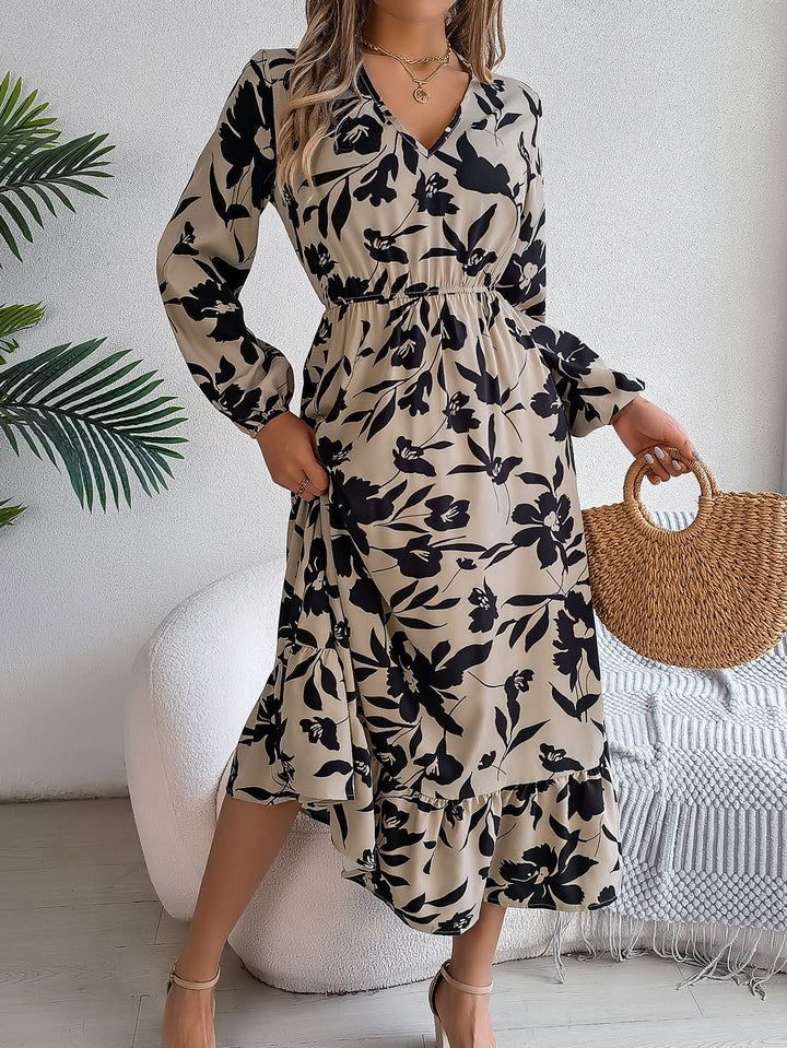 Floral Print A-Line Midi Dress