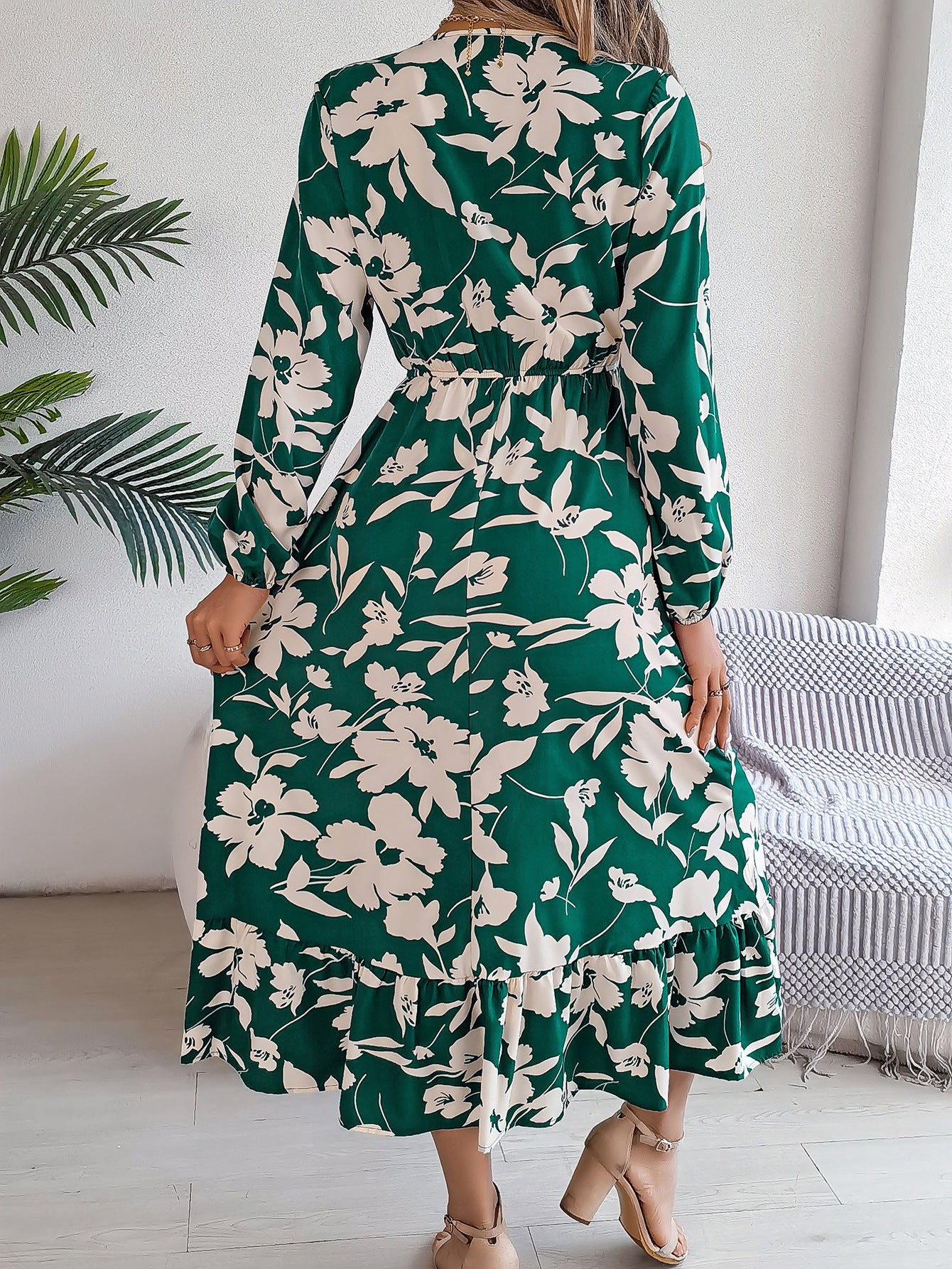 Puff Sleeve Fit & Flare Midi Dress