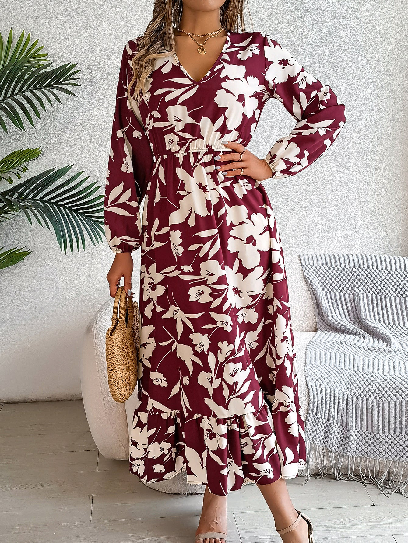 Floral Printed Georgette Midi Dress