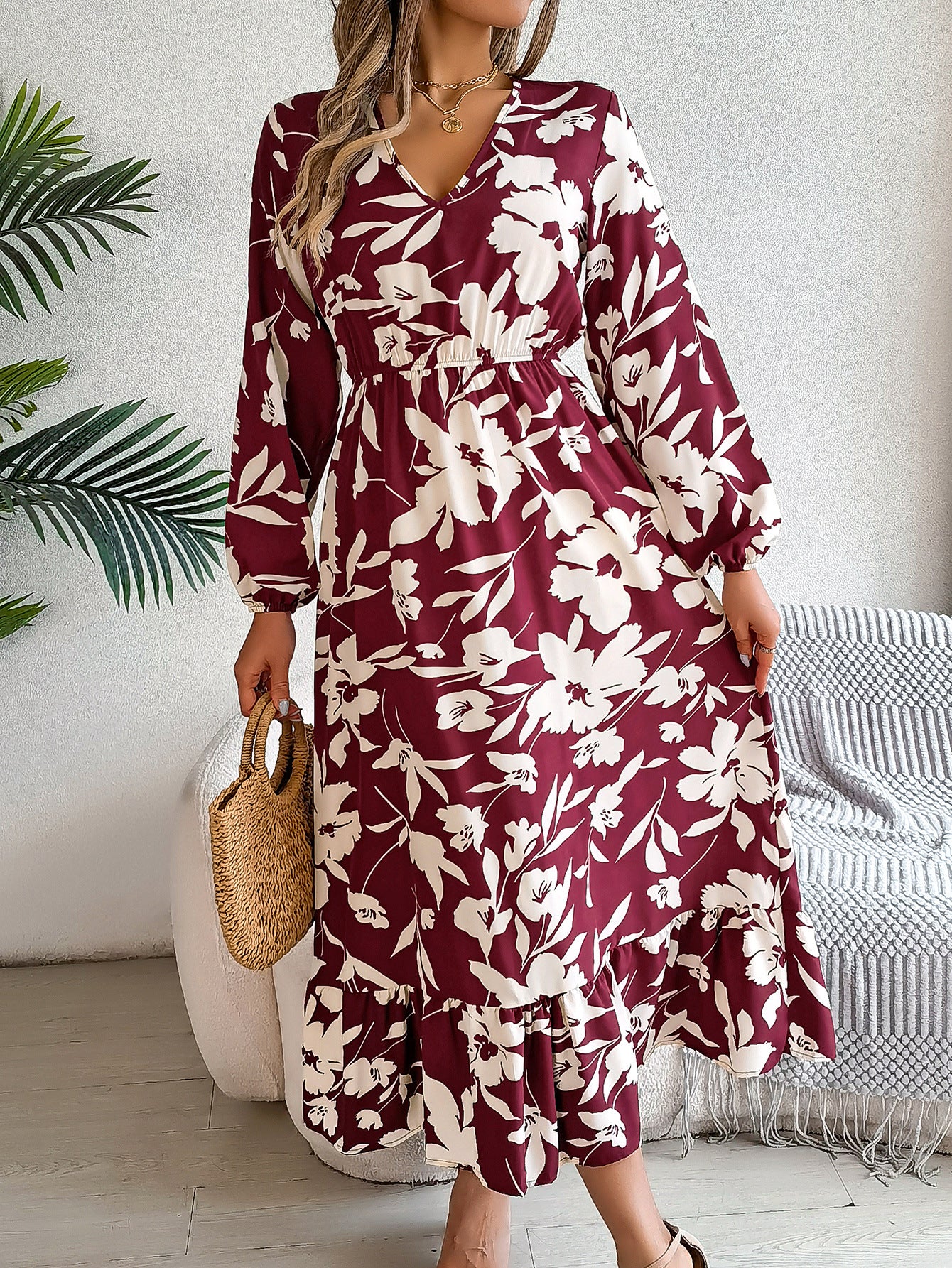 Floral Printed Georgette Midi Dress