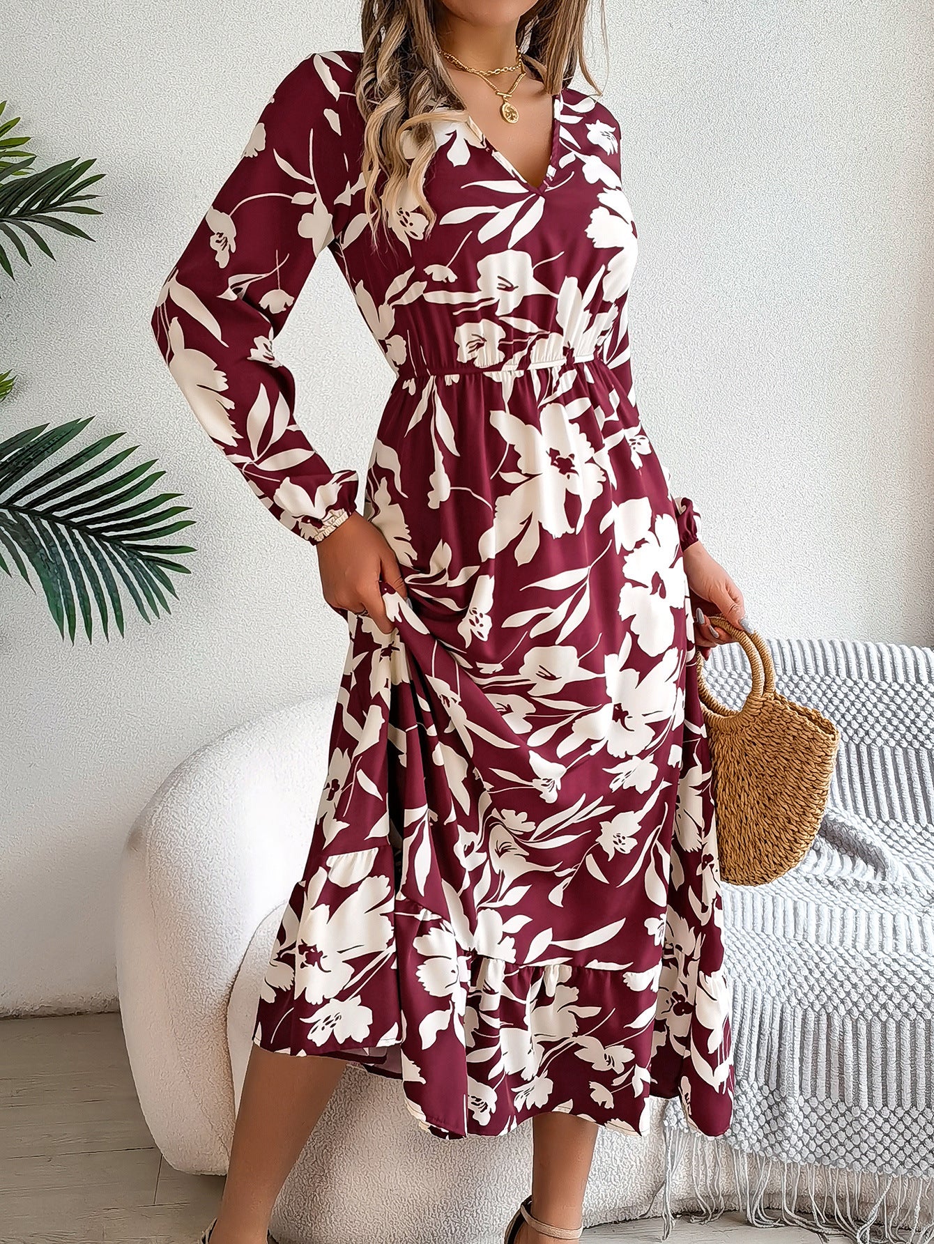 Floral Printed Georgette Midi Dress
