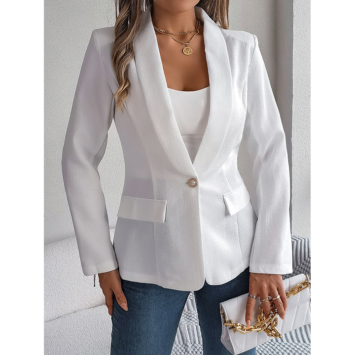 White Notched Lapel Collar Long Sleeves Single-Breasted Blazers