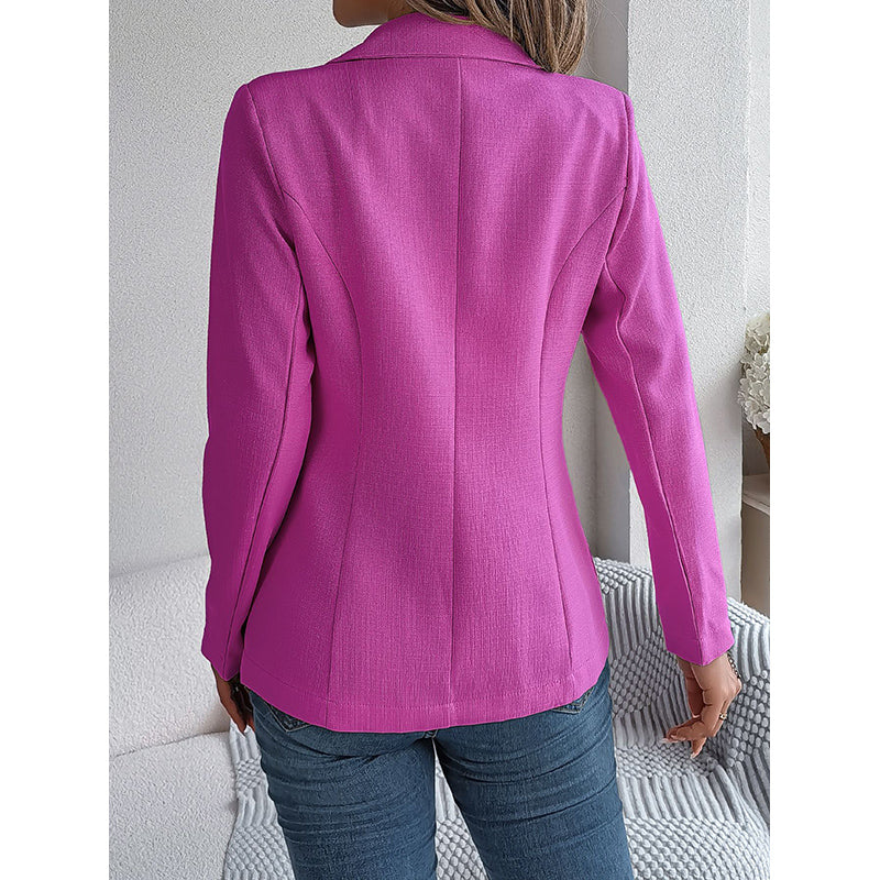 Fuchsia Notched Lapel Double Breasted Blazers