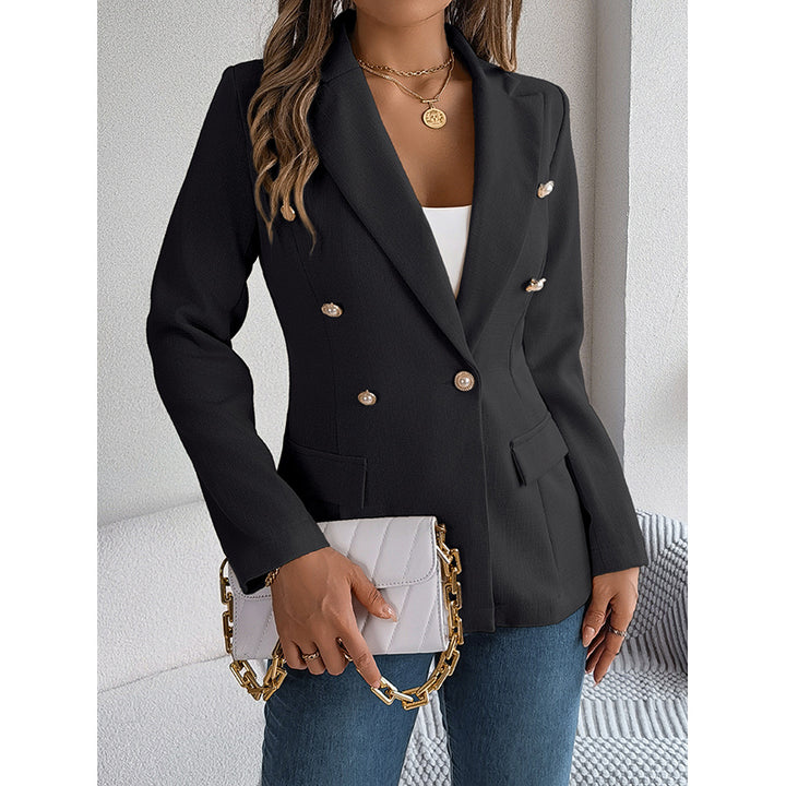 Black Notched Lapel Double Breasted Blazers