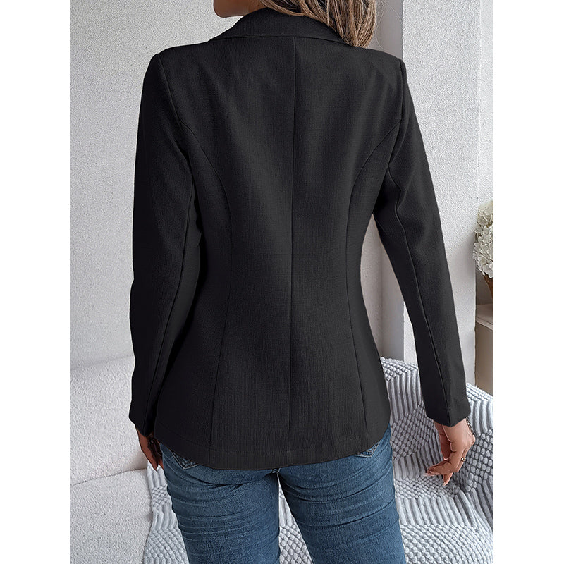 Black Notched Lapel Double Breasted Blazers