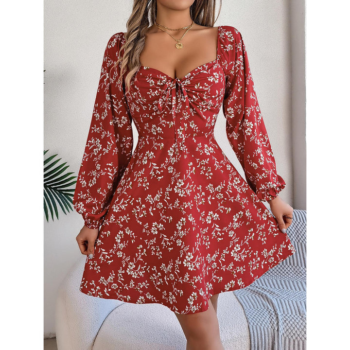 StyleCast Maroon Floral A-Line Mini Dress