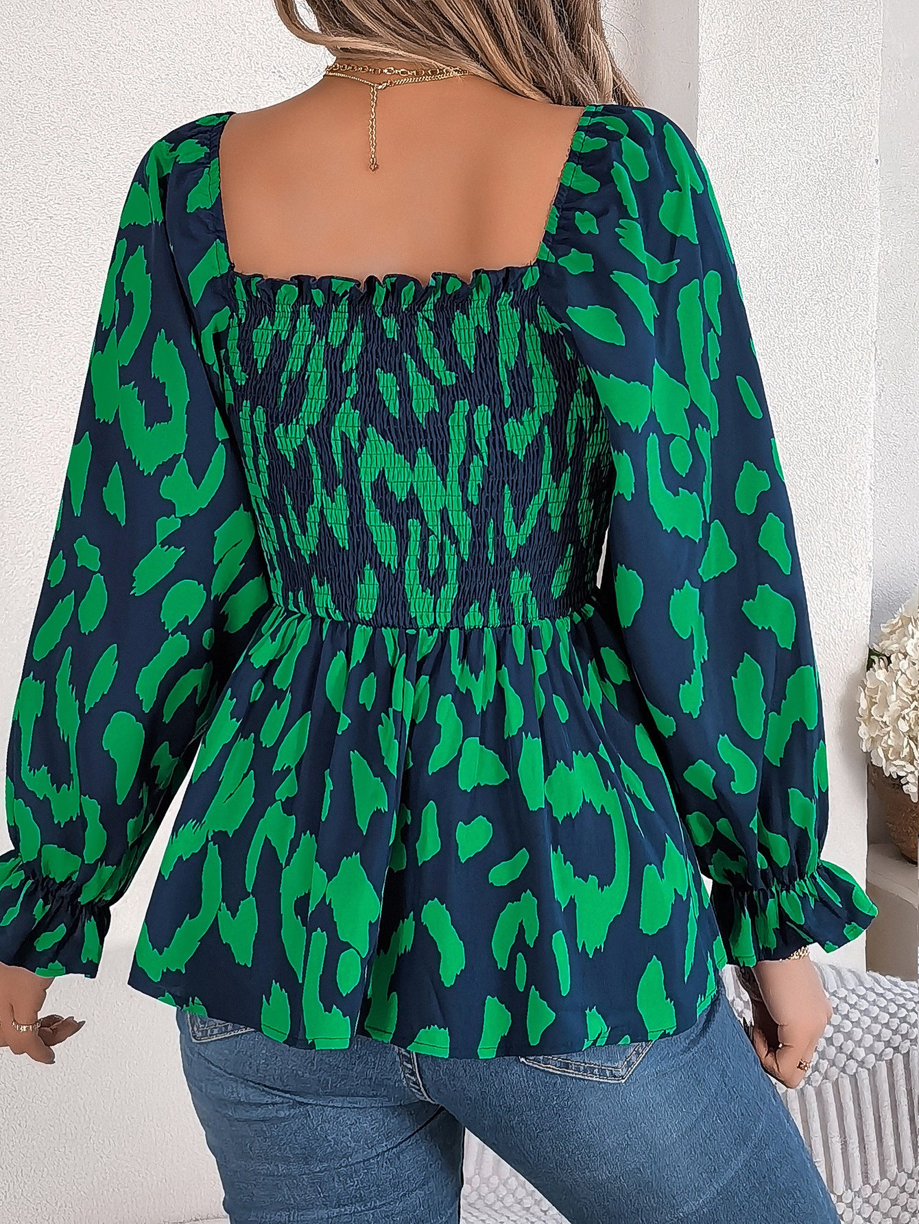 Women Abstract Printed Square Neck Top
