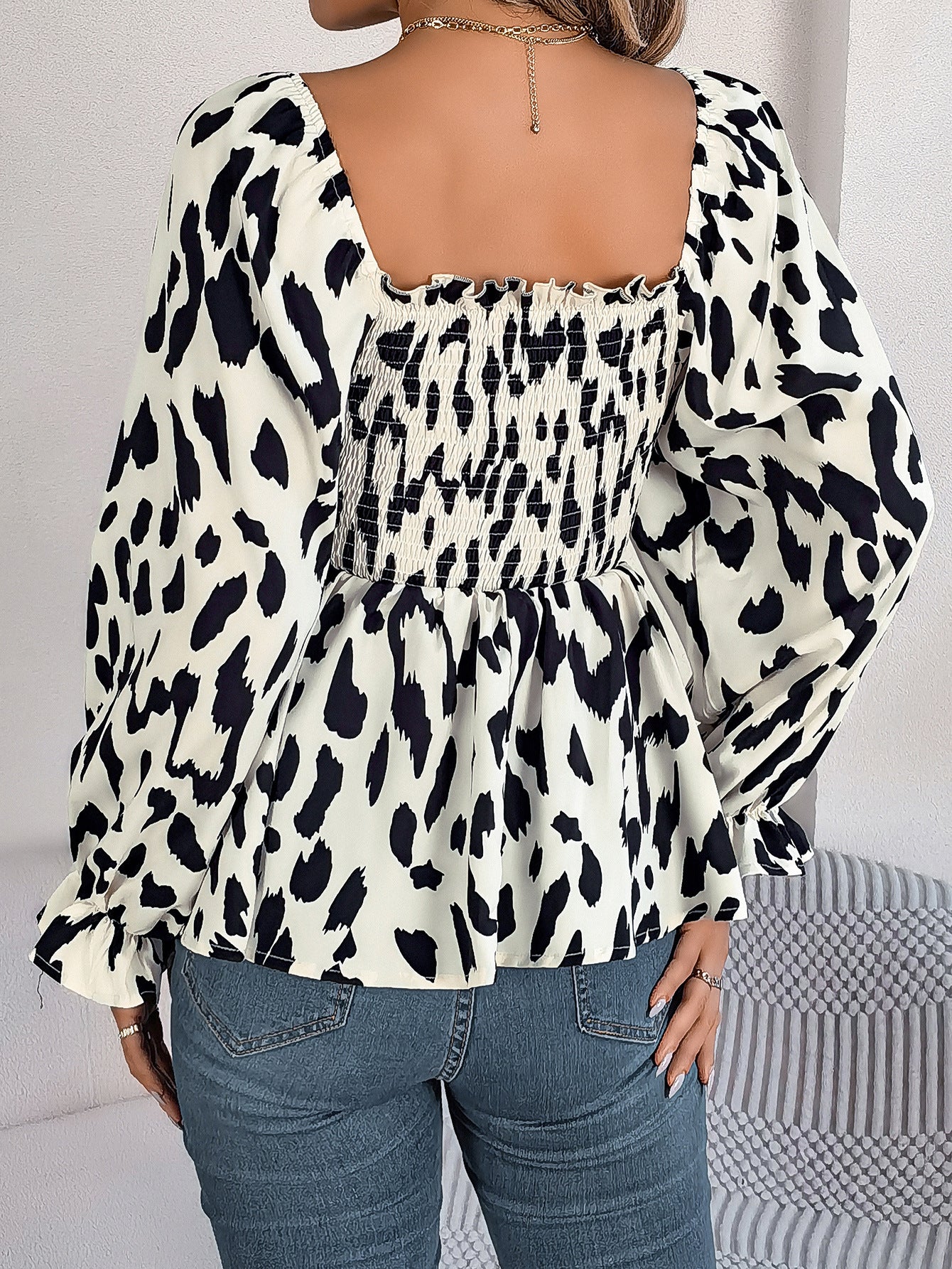 Women Abstract Printed Square Neck Top