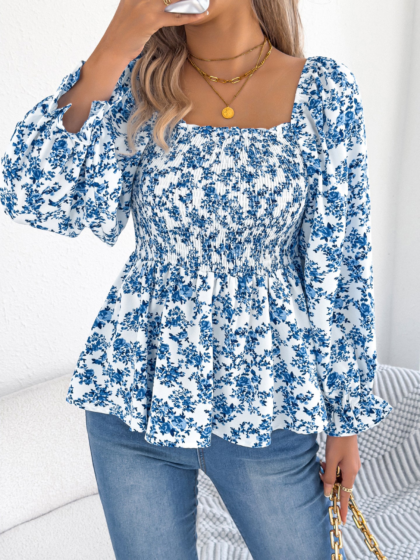 Printed Peplum Top