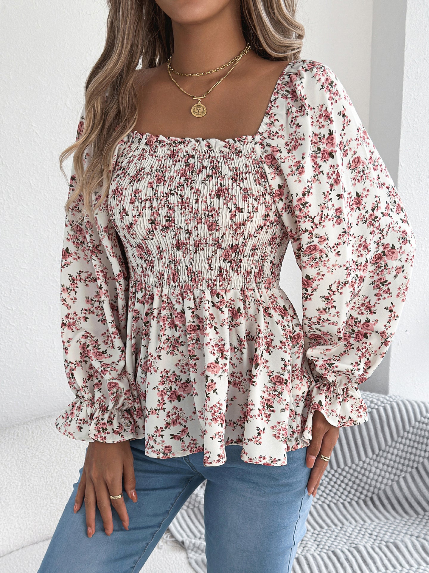 Printed Peplum Top