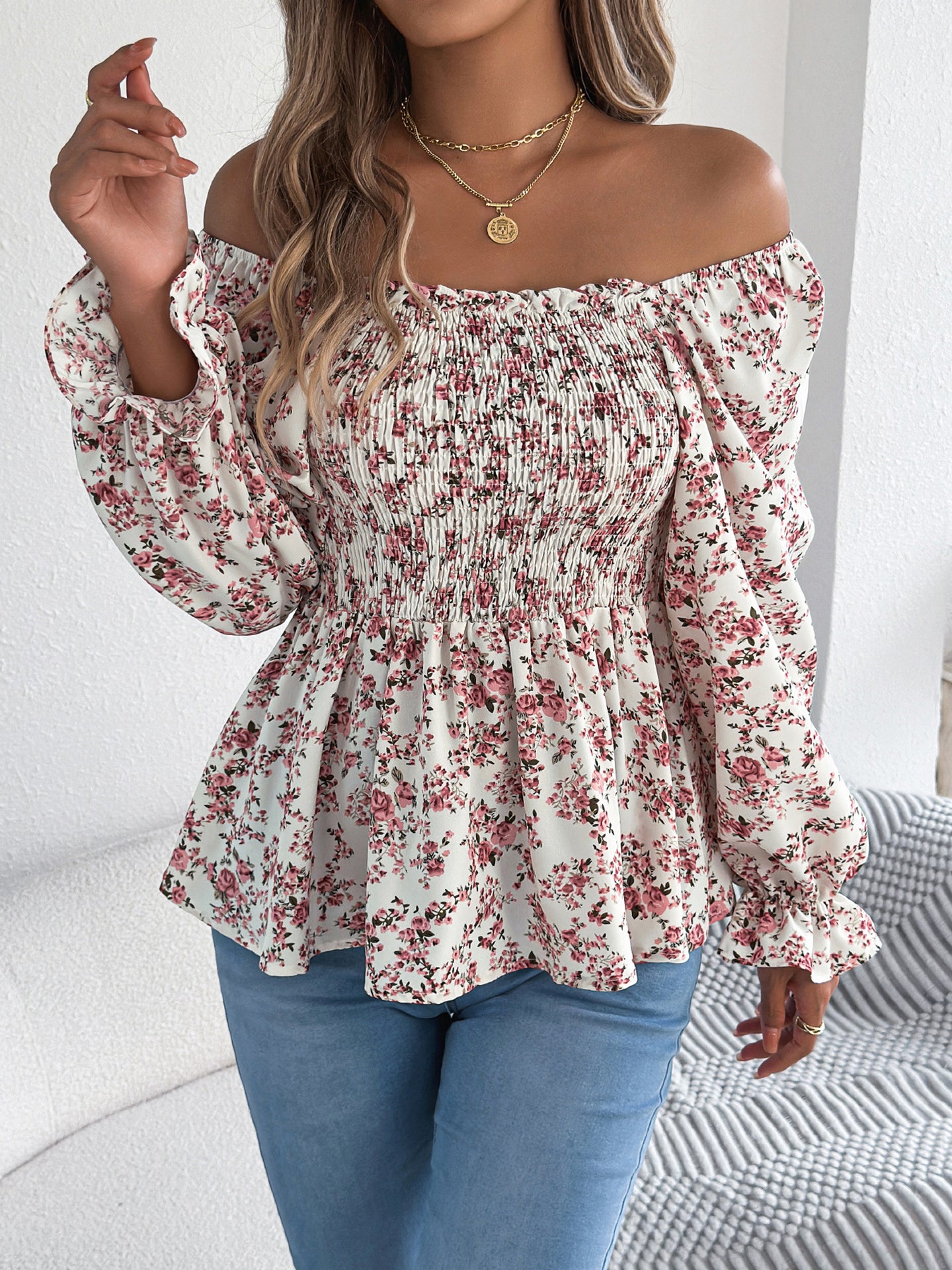 Printed Peplum Top