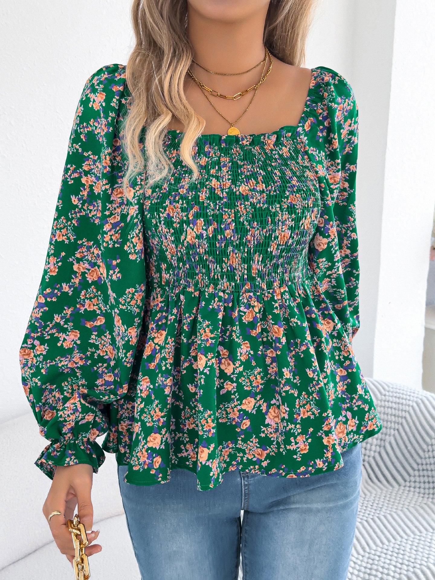 Printed Peplum Top