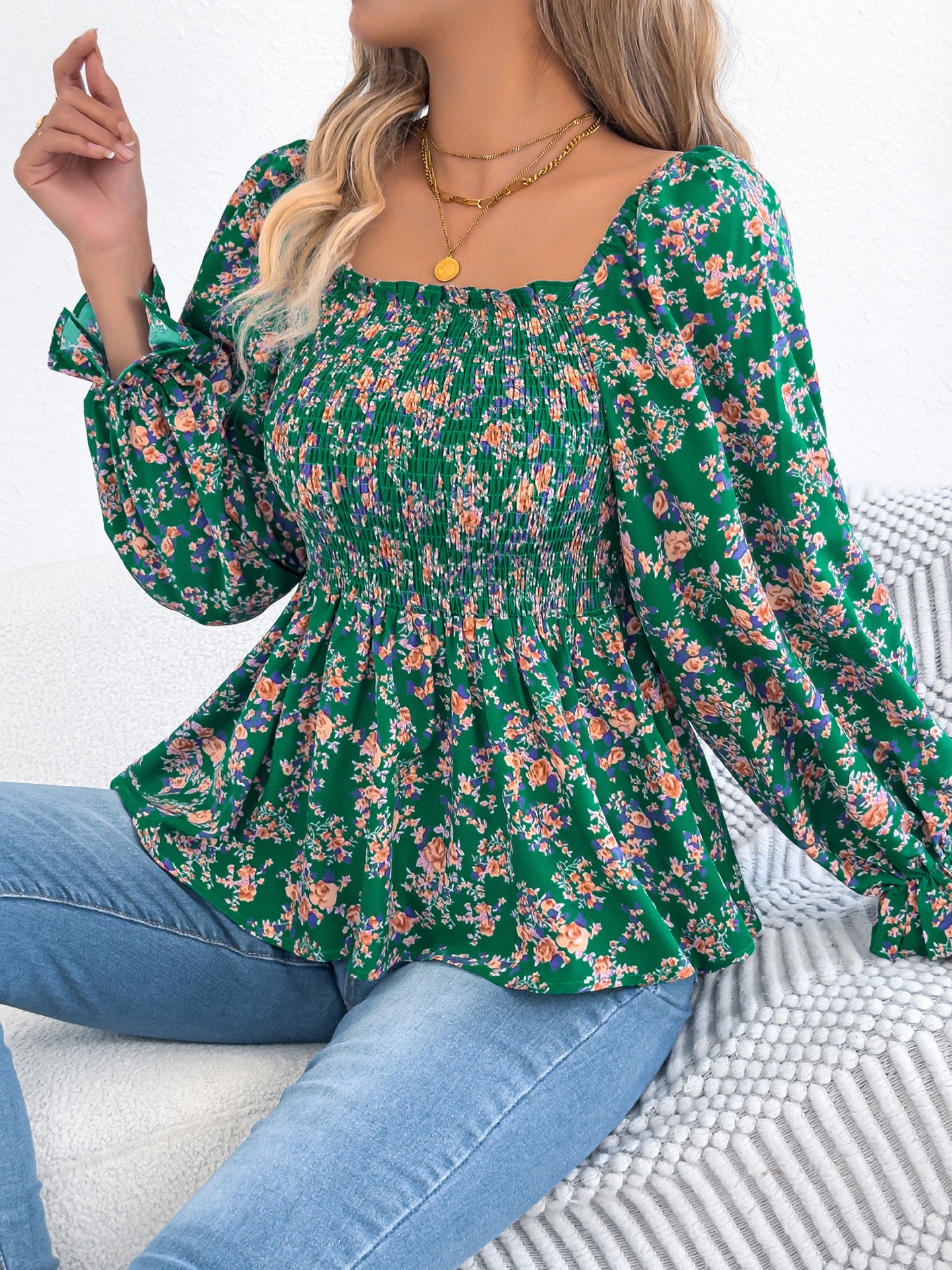 Printed Peplum Top