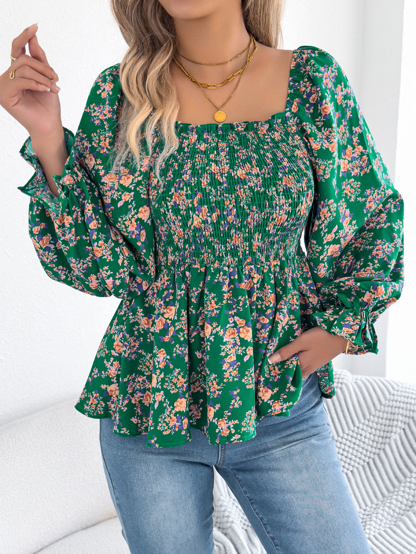 Printed Peplum Top