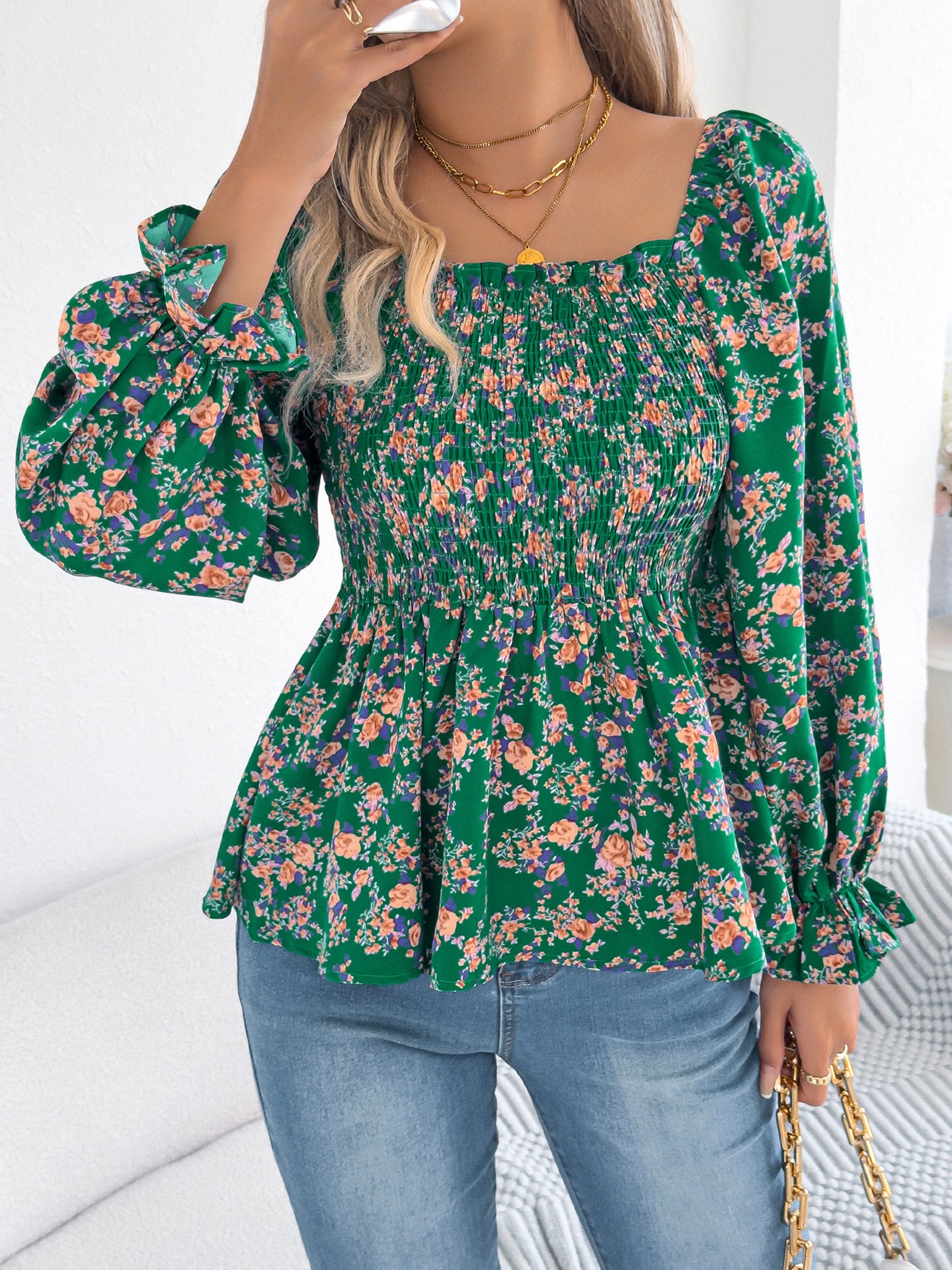 Printed Peplum Top
