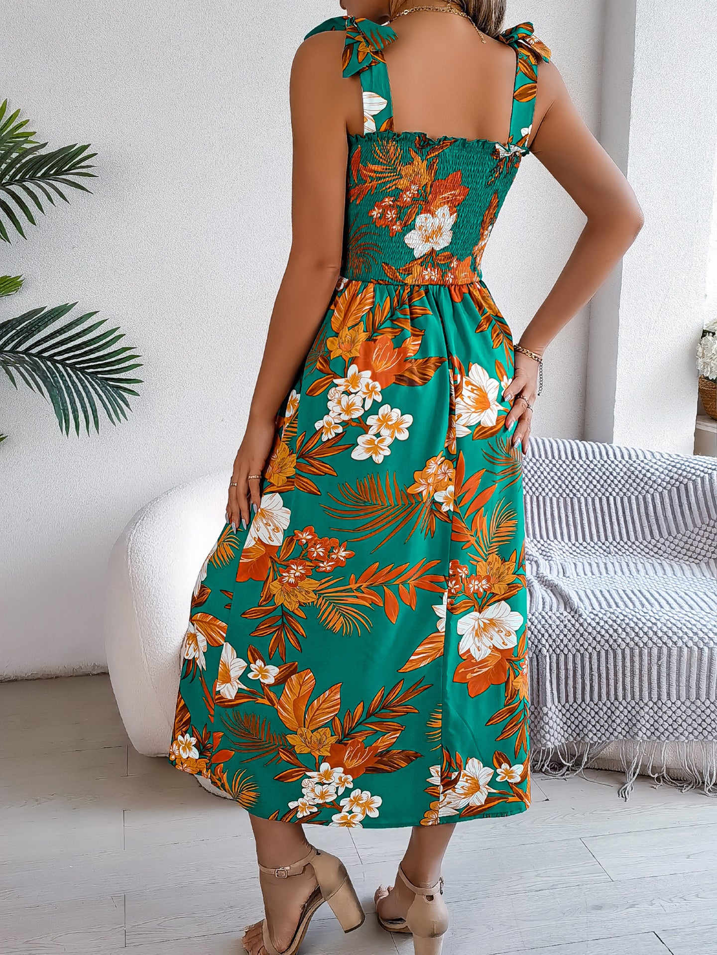 Floral Printed A-Line Midi Dress