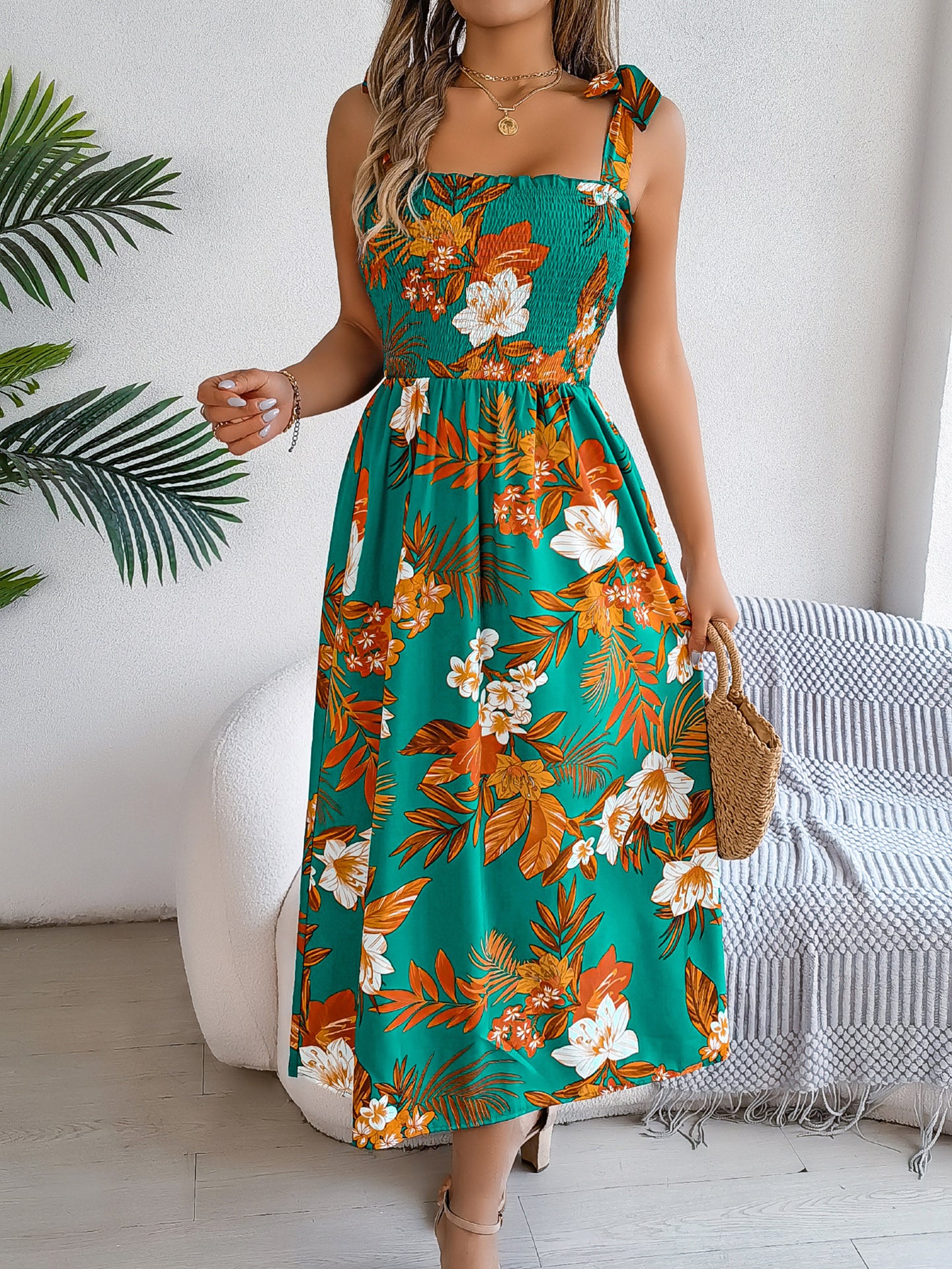 Floral Printed A-Line Midi Dress
