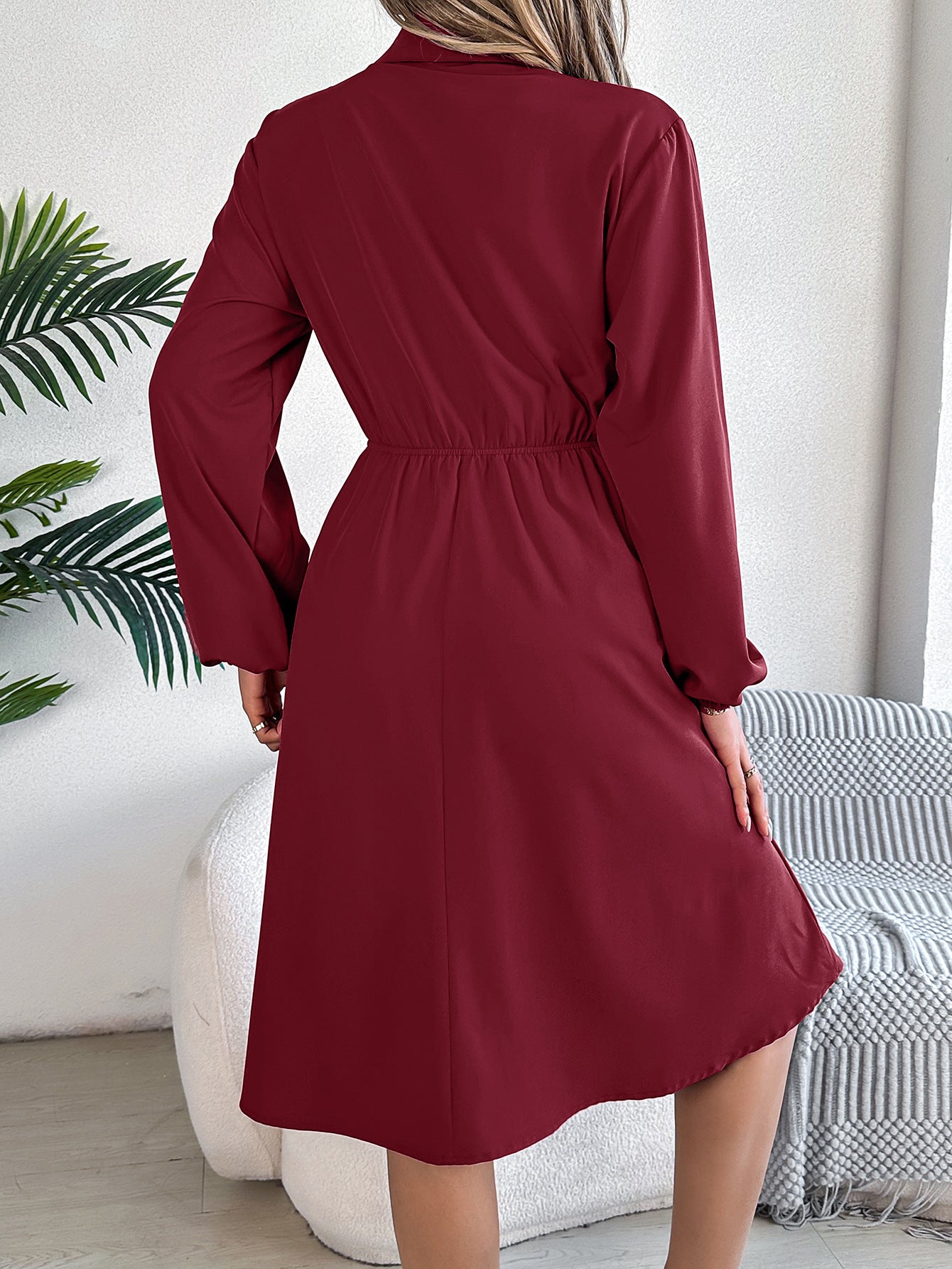 Cuffed Sleeves Fit & Flare Dress