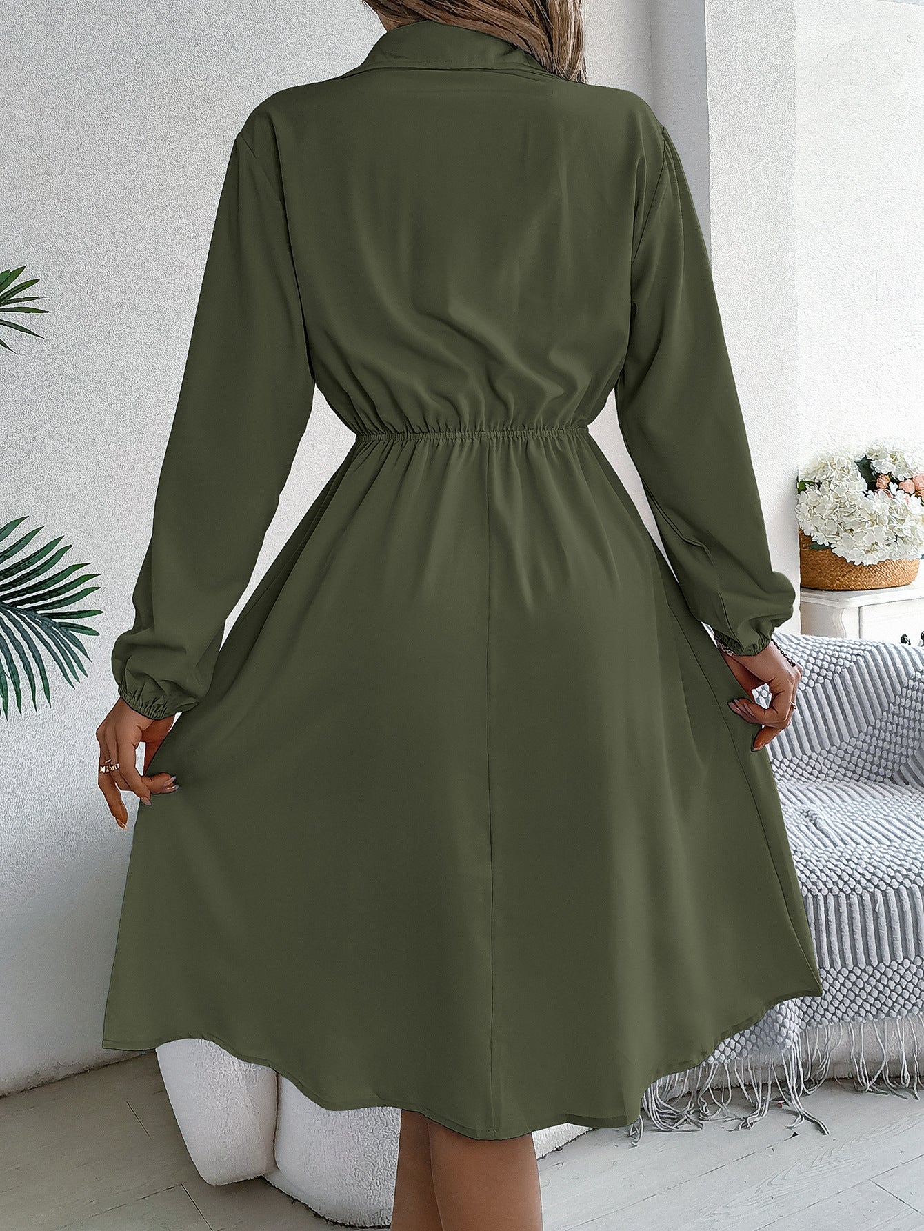 Fit & Flare Cuffed Sleeve Dress