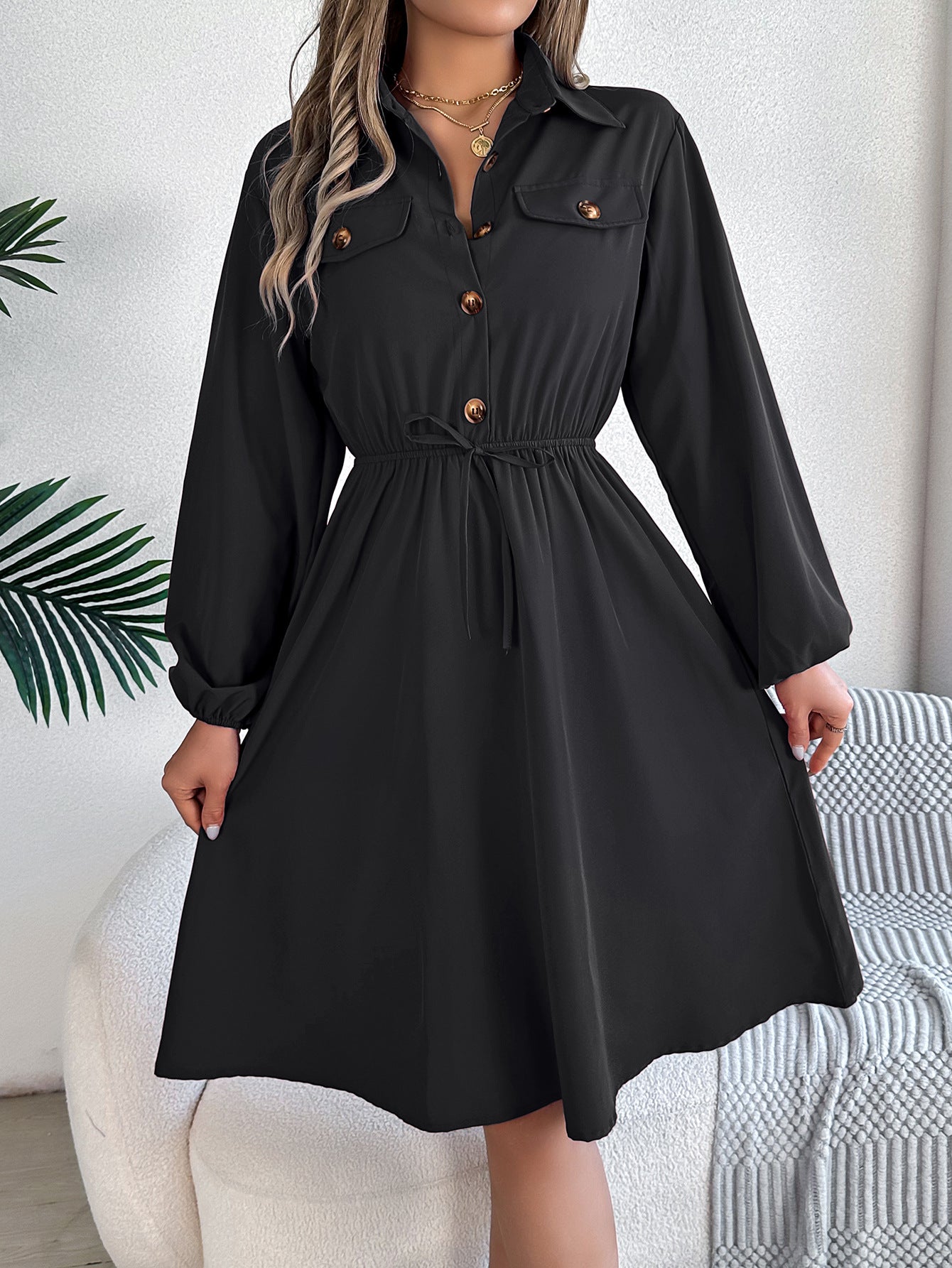 Puff Sleeve Shirt Dress