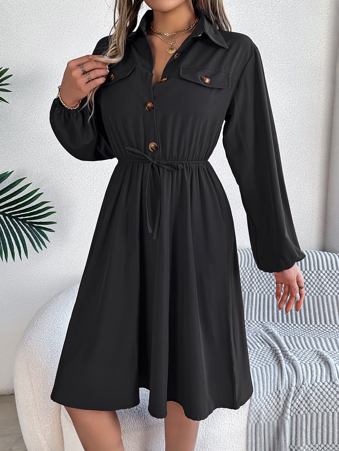 Puff Sleeve Shirt Dress