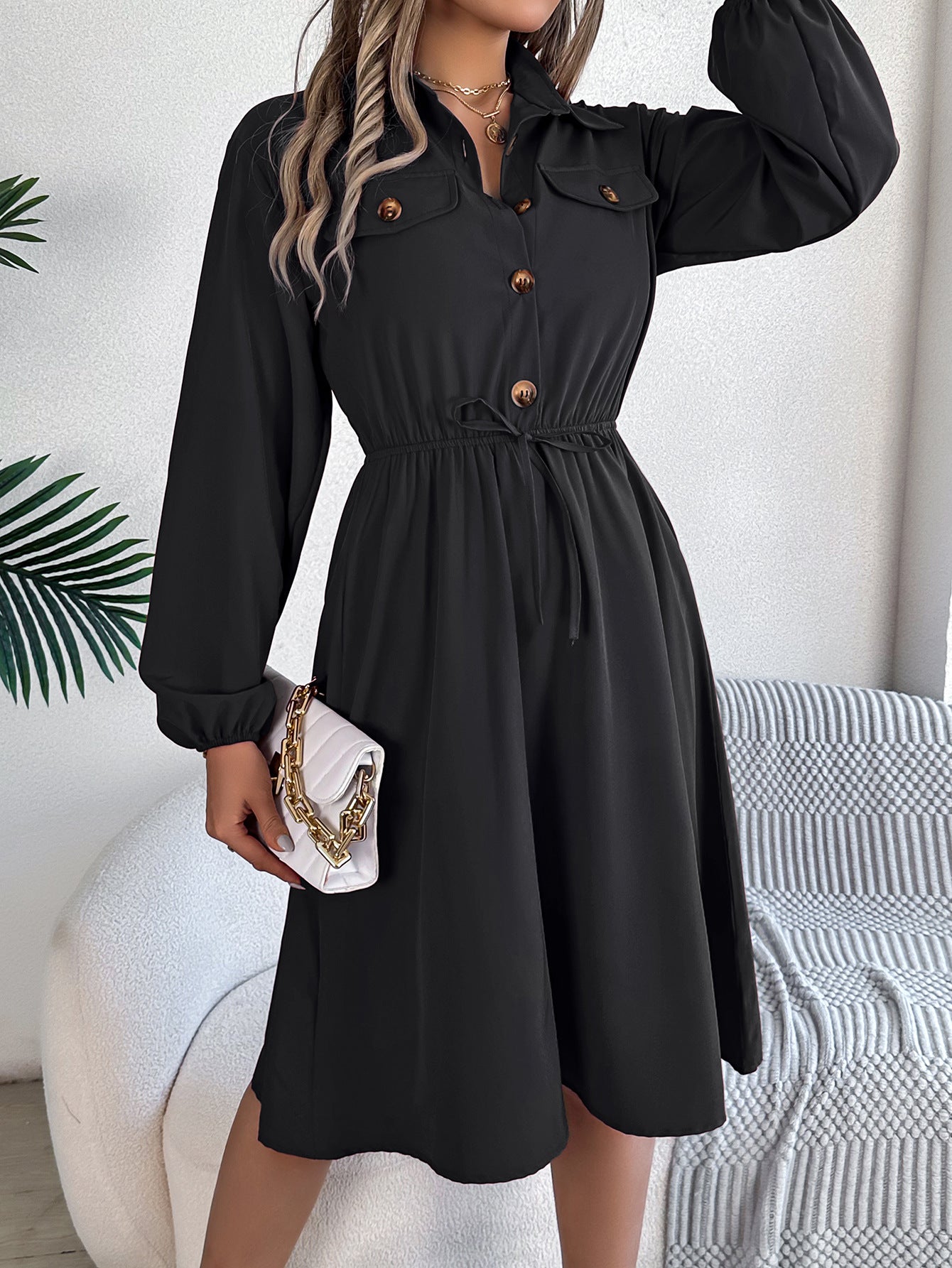 Puff Sleeve Shirt Dress