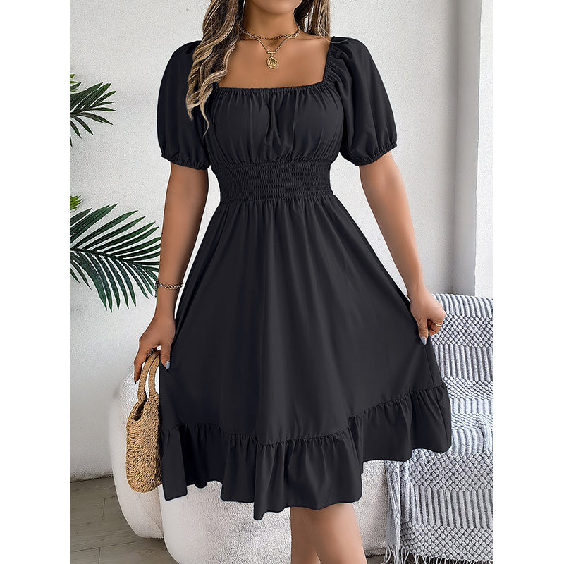 Puff Sleeves Fit & Flare Dress