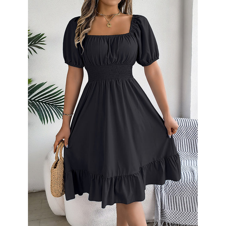 Puff Sleeves Fit & Flare Dress