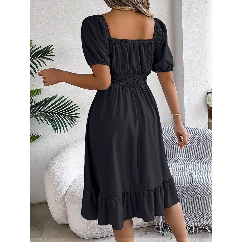 Puff Sleeves Fit & Flare Dress