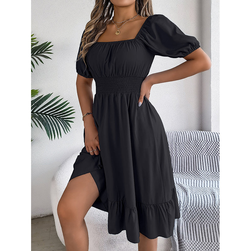 Puff Sleeves Fit & Flare Dress