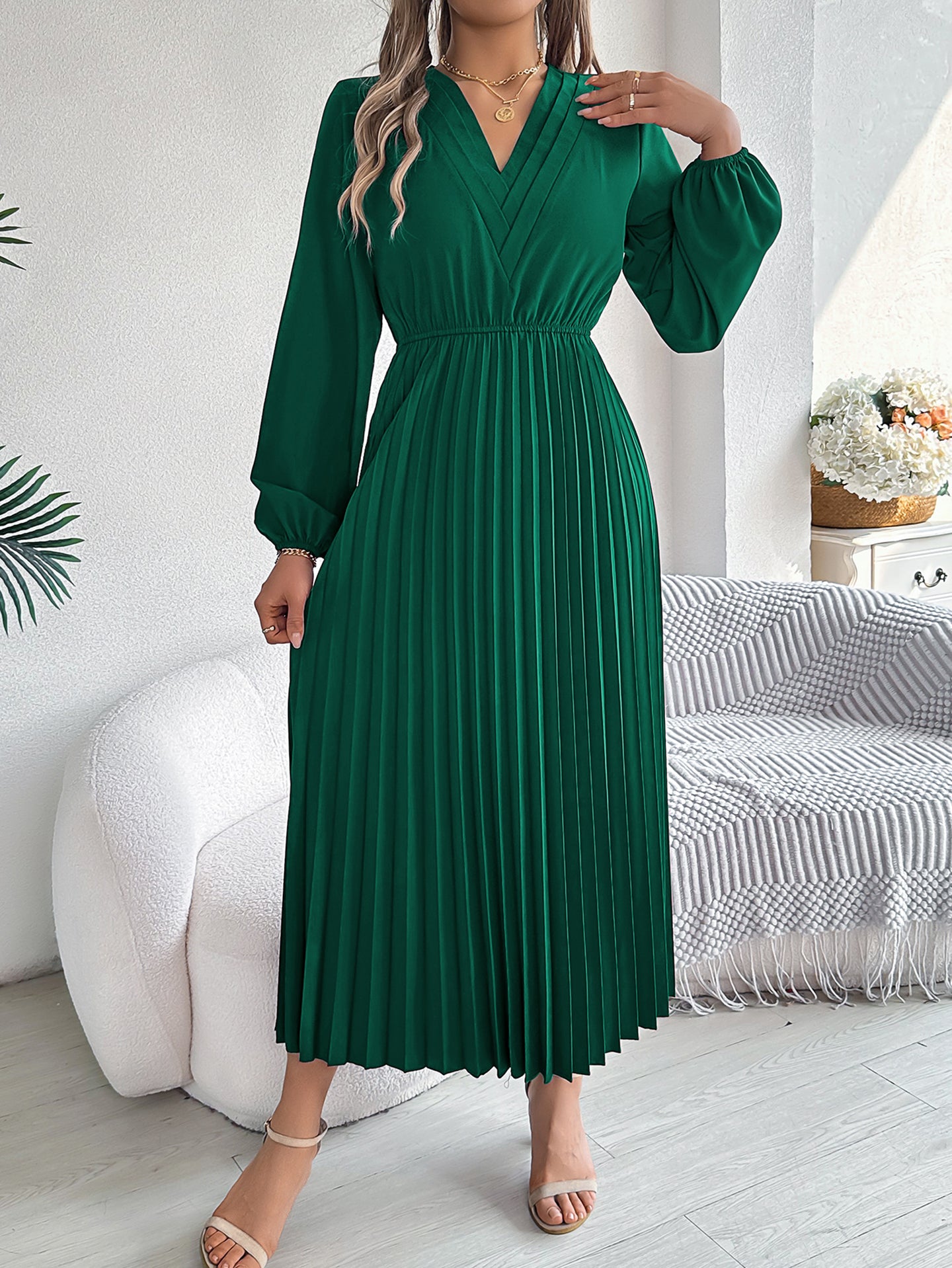 Solid A-Line Maxi Dress