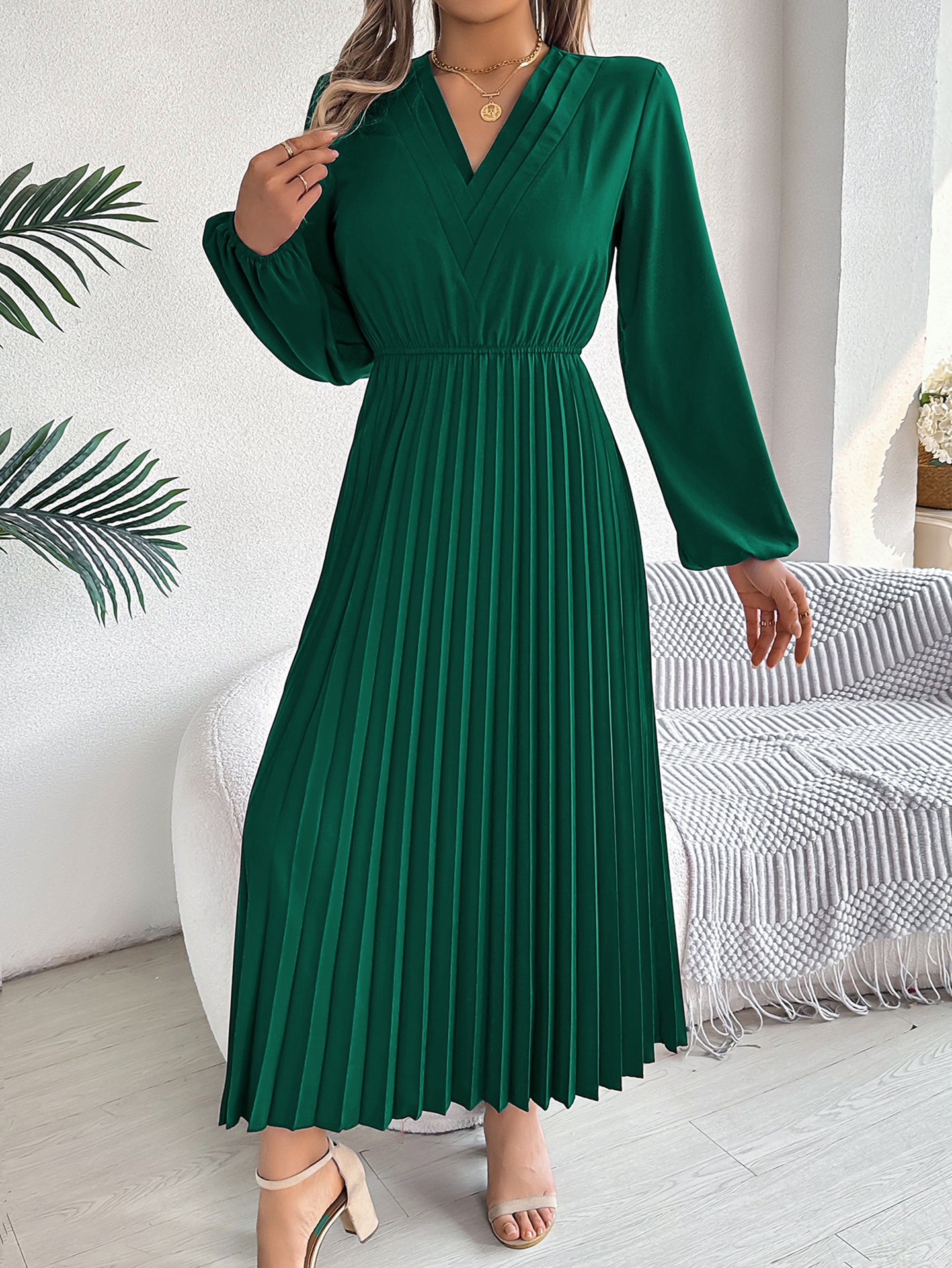 Solid A-Line Maxi Dress