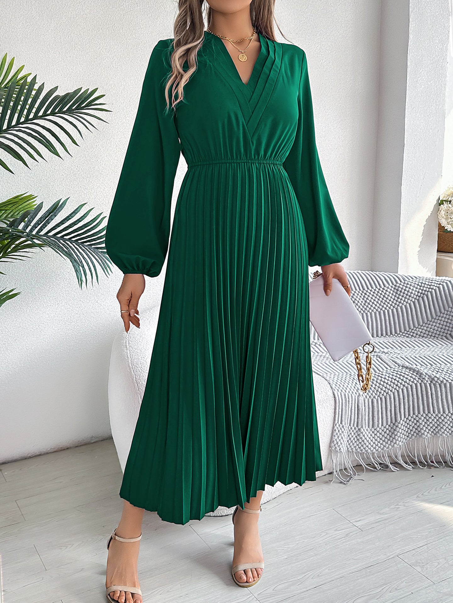 Solid A-Line Maxi Dress