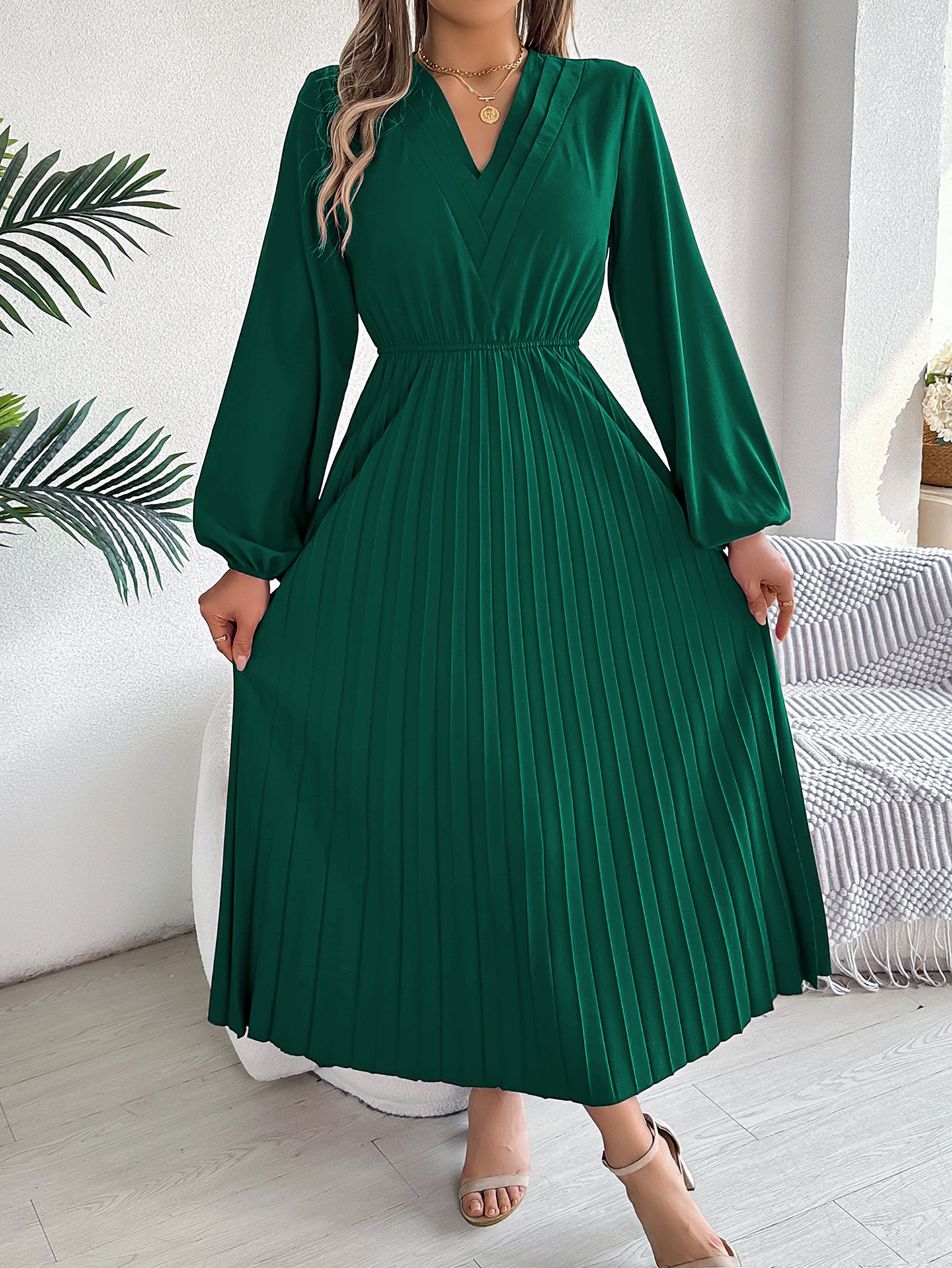 Solid A-Line Maxi Dress