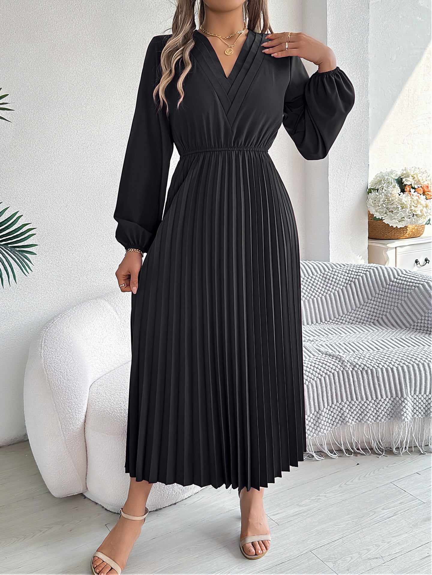 Women Solid Fit and Flare Maxi Dress