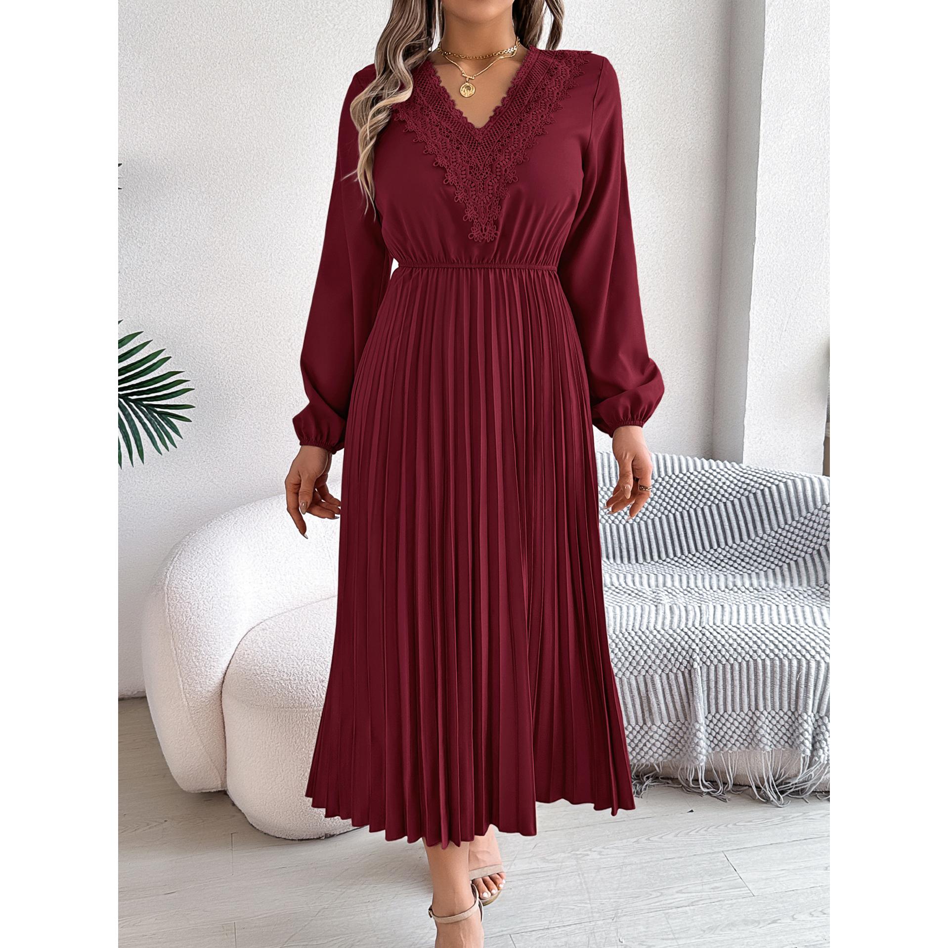 Women V-Neck Fit and Flare Midi Dress