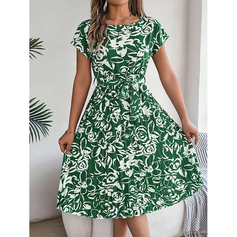 Green Floral Fit & Flare Dress