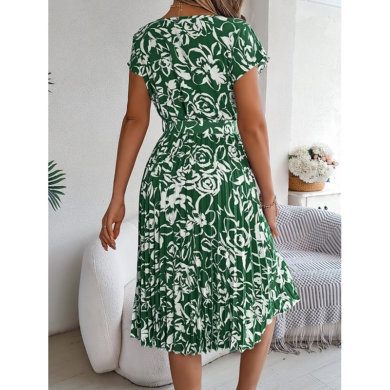 Green Floral Fit & Flare Dress
