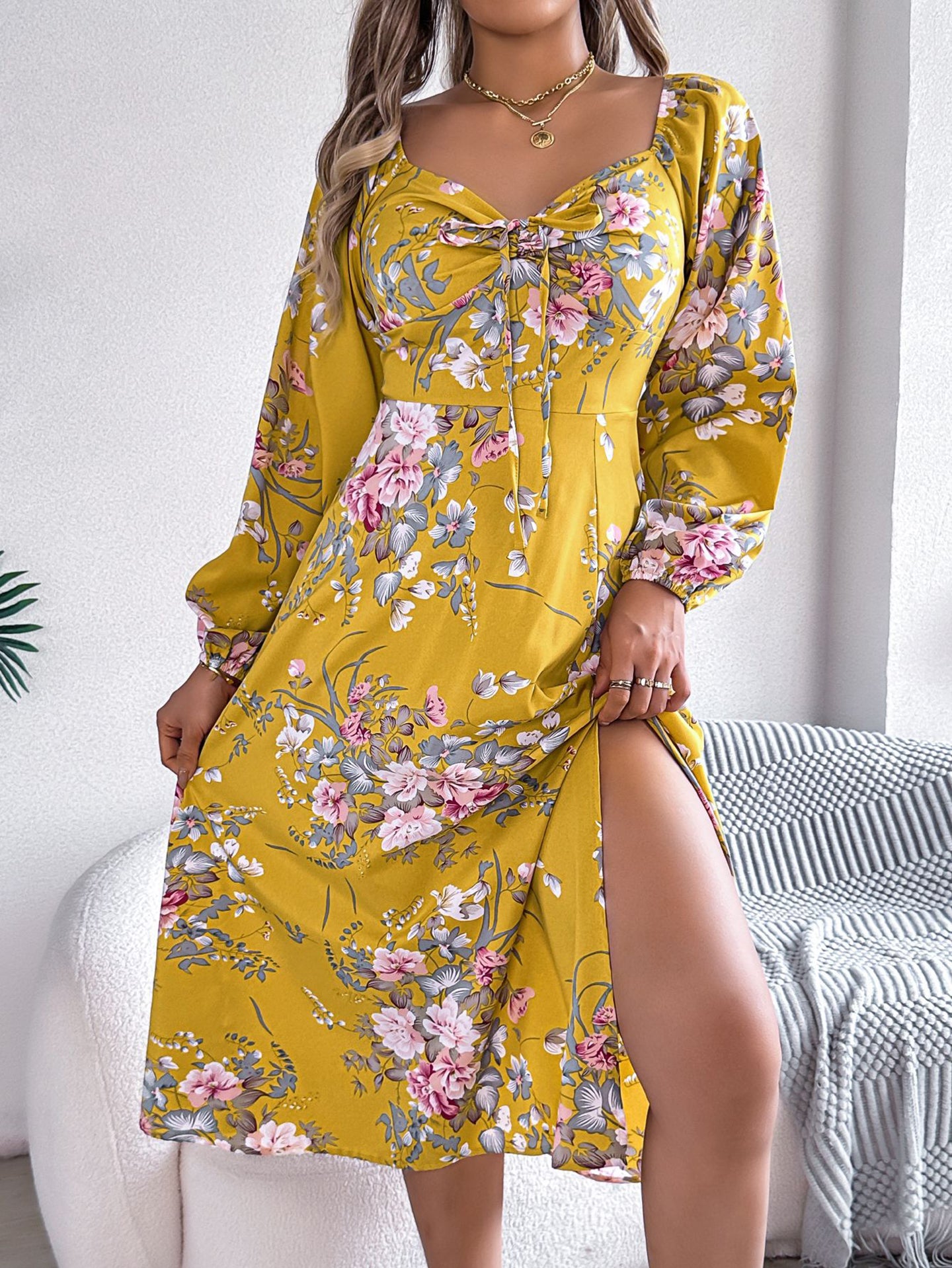 Women Floral Printed A-Line Midi Dress