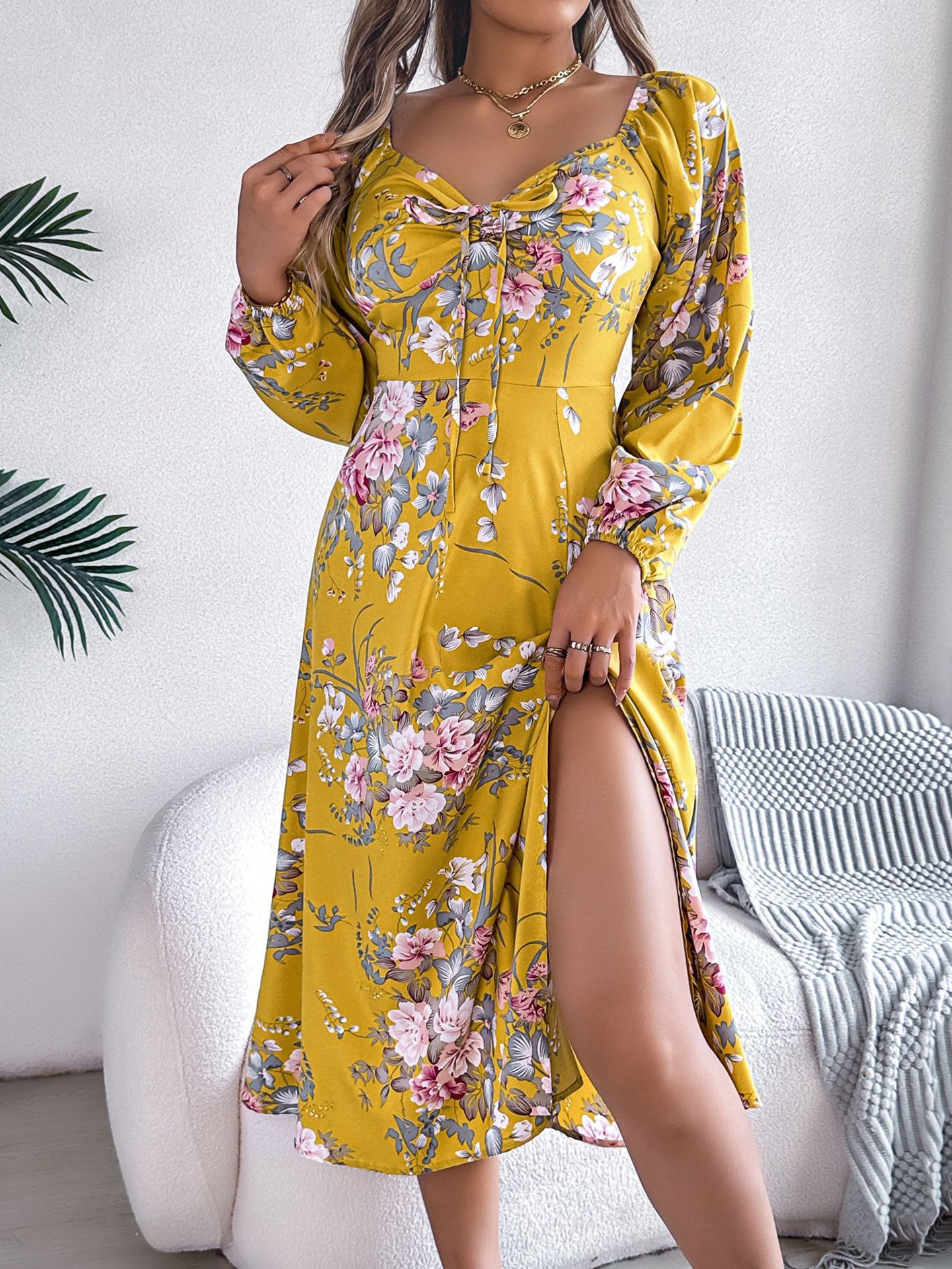 Women Floral Printed A-Line Midi Dress